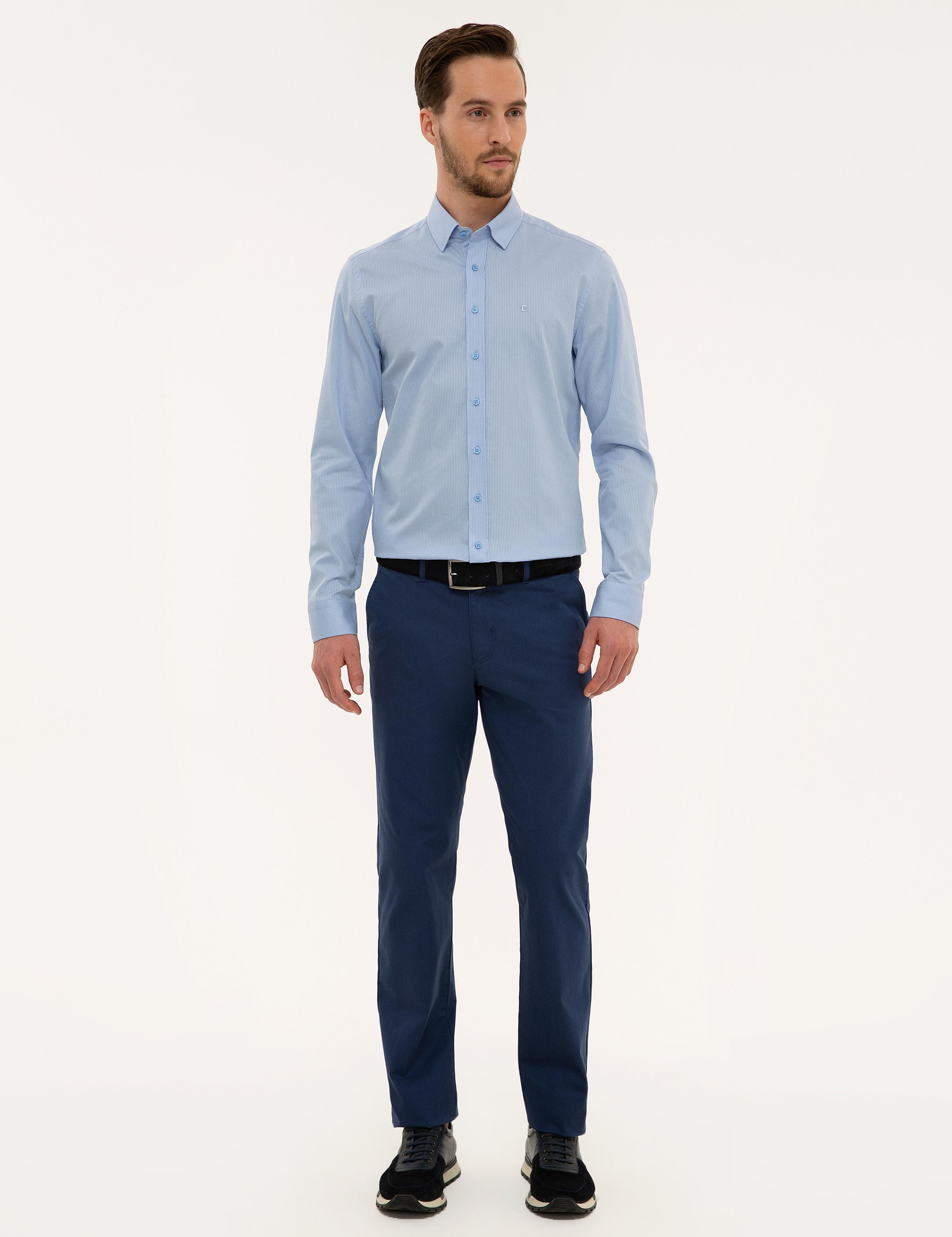 Açık Mavi Slim Fit Armürlü Gömlek