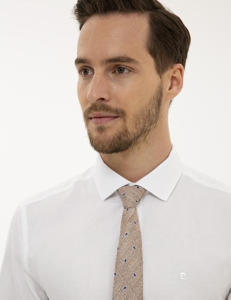 Beyaz Slim Fit Armürlü Gömlek - 50219283001