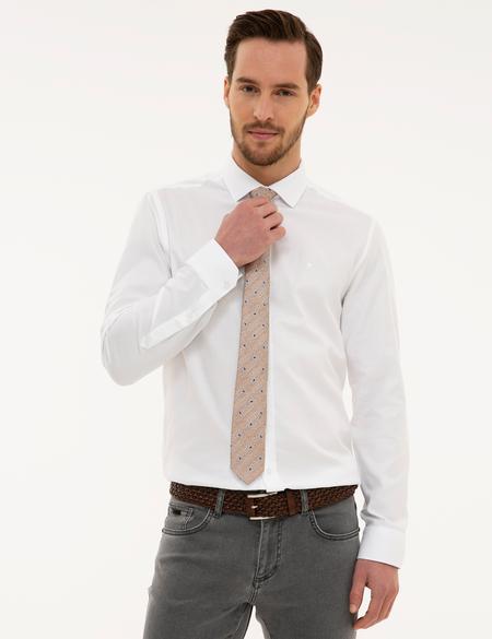Beyaz Slim Fit Armürlü Gömlek - 50219283001