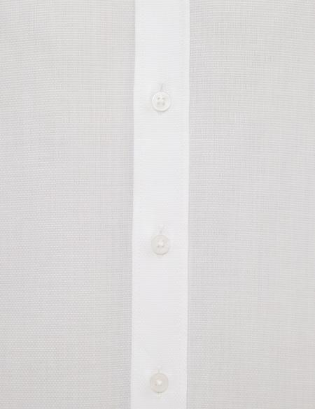 Beyaz Slim Fit Armürlü Gömlek - 50219283001