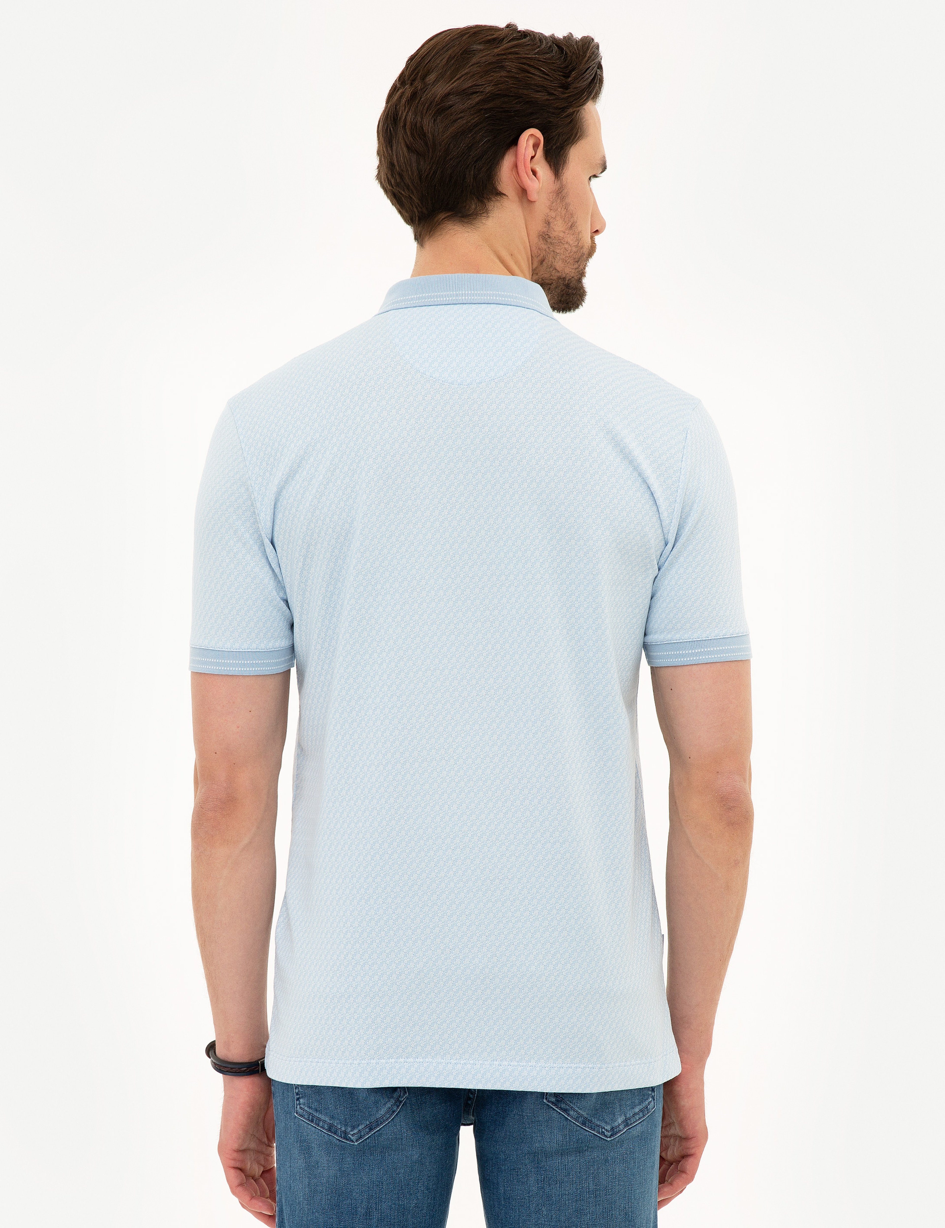 Açık Mavi Regular Fit Polo Yaka Tişört - Image 3