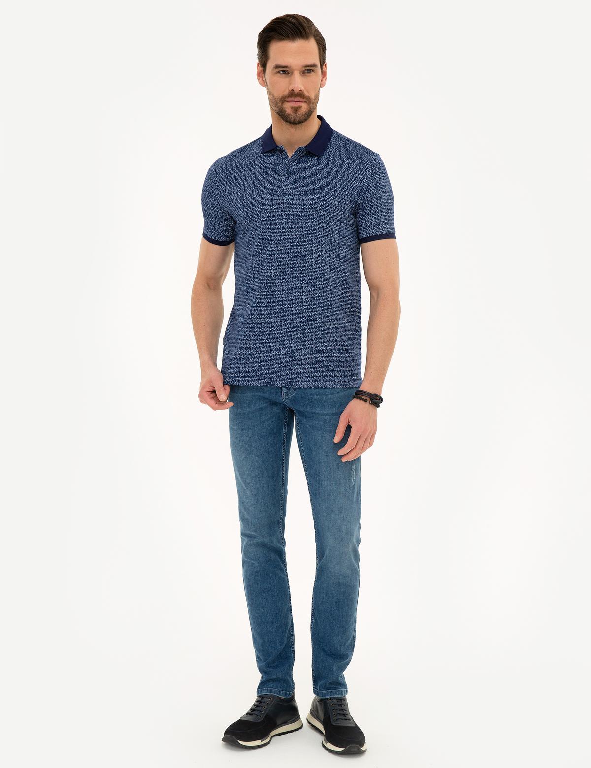 Lacivert Slim Fit Polo Yaka T-Shirt - 50219476005