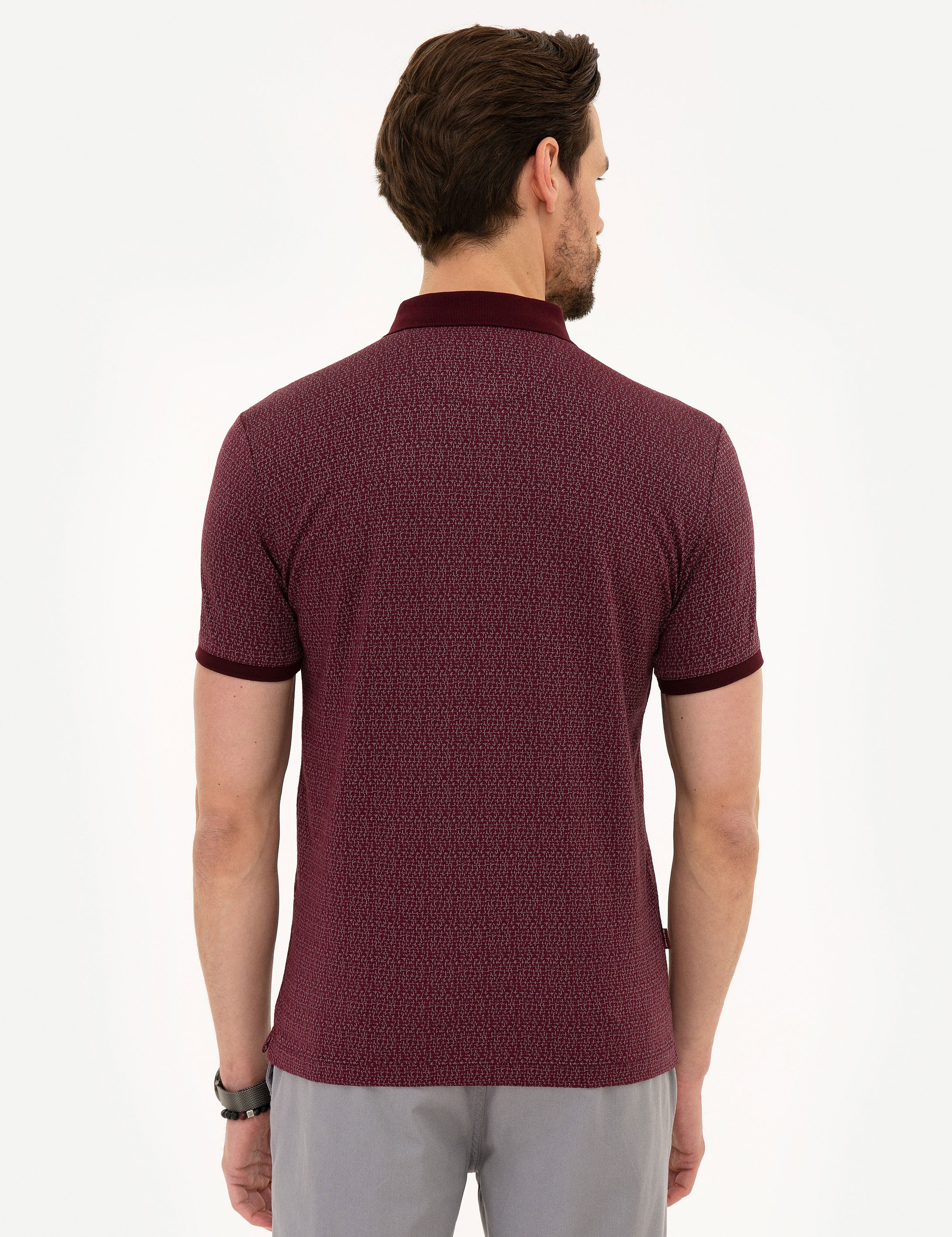 Bordo Slim Fit Polo Yaka T-Shirt - Image 3