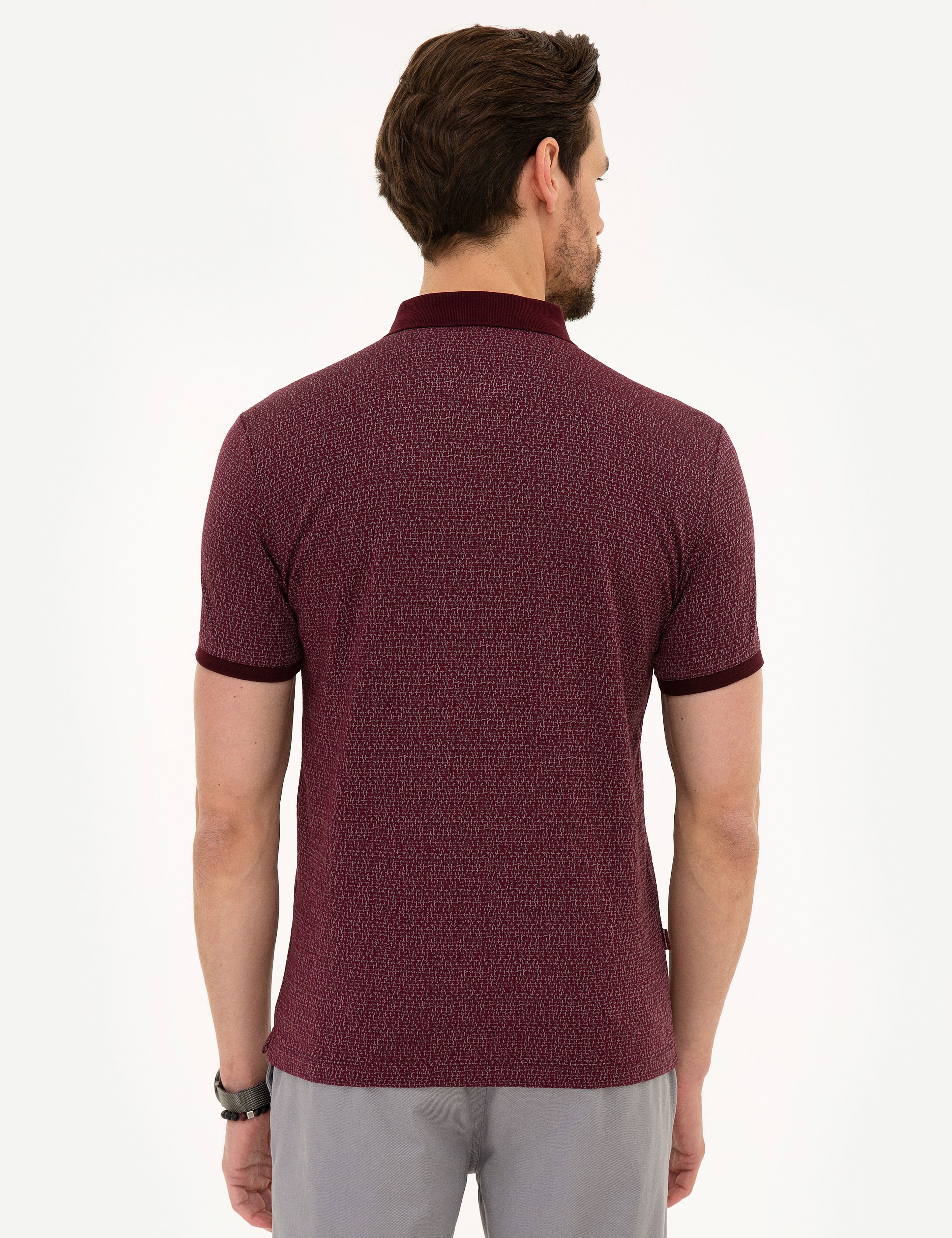 Bordo Slim Fit Polo Yaka T-Shirt