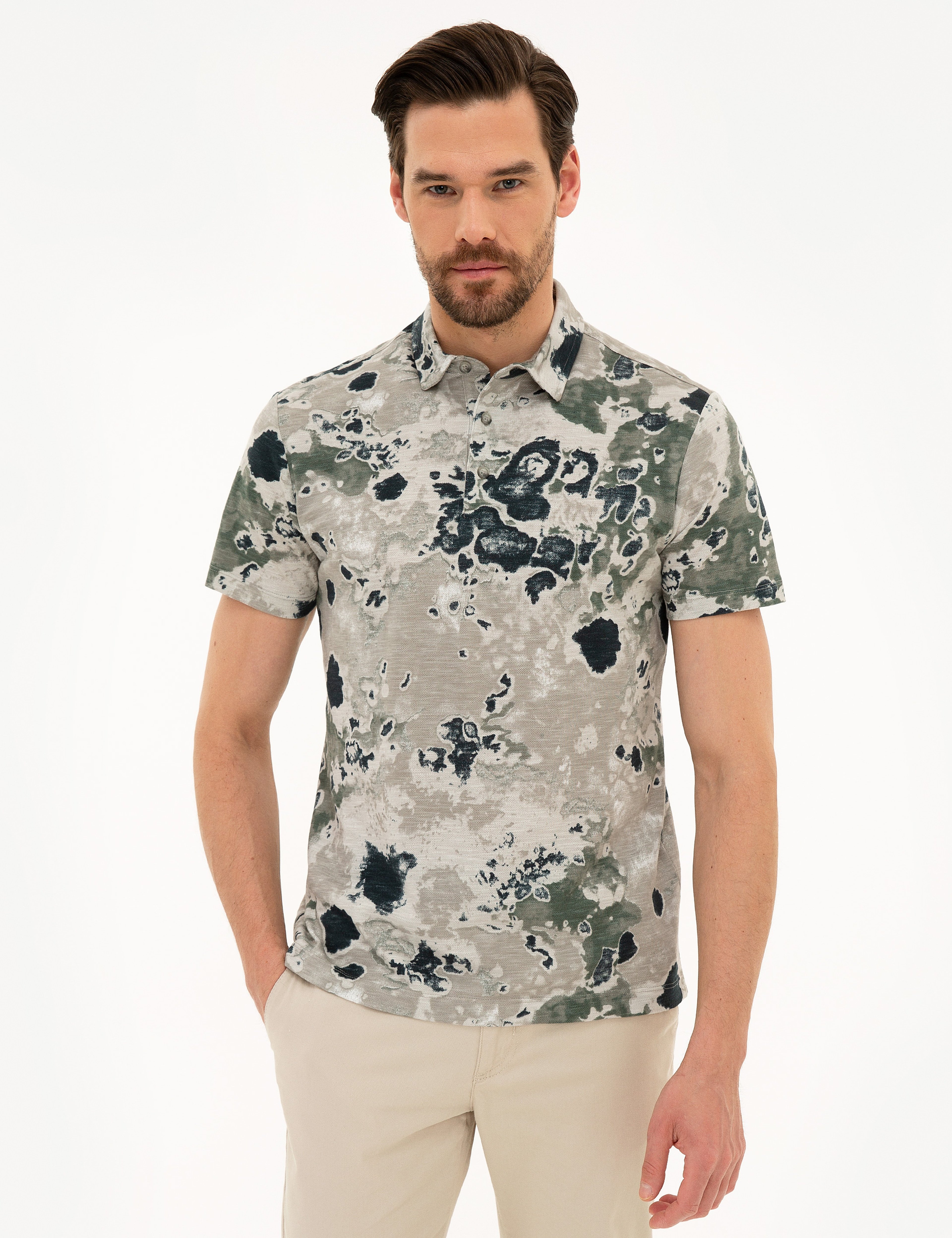 Koyu Gri Slim Fit Polo Yaka Tişört - Image 3