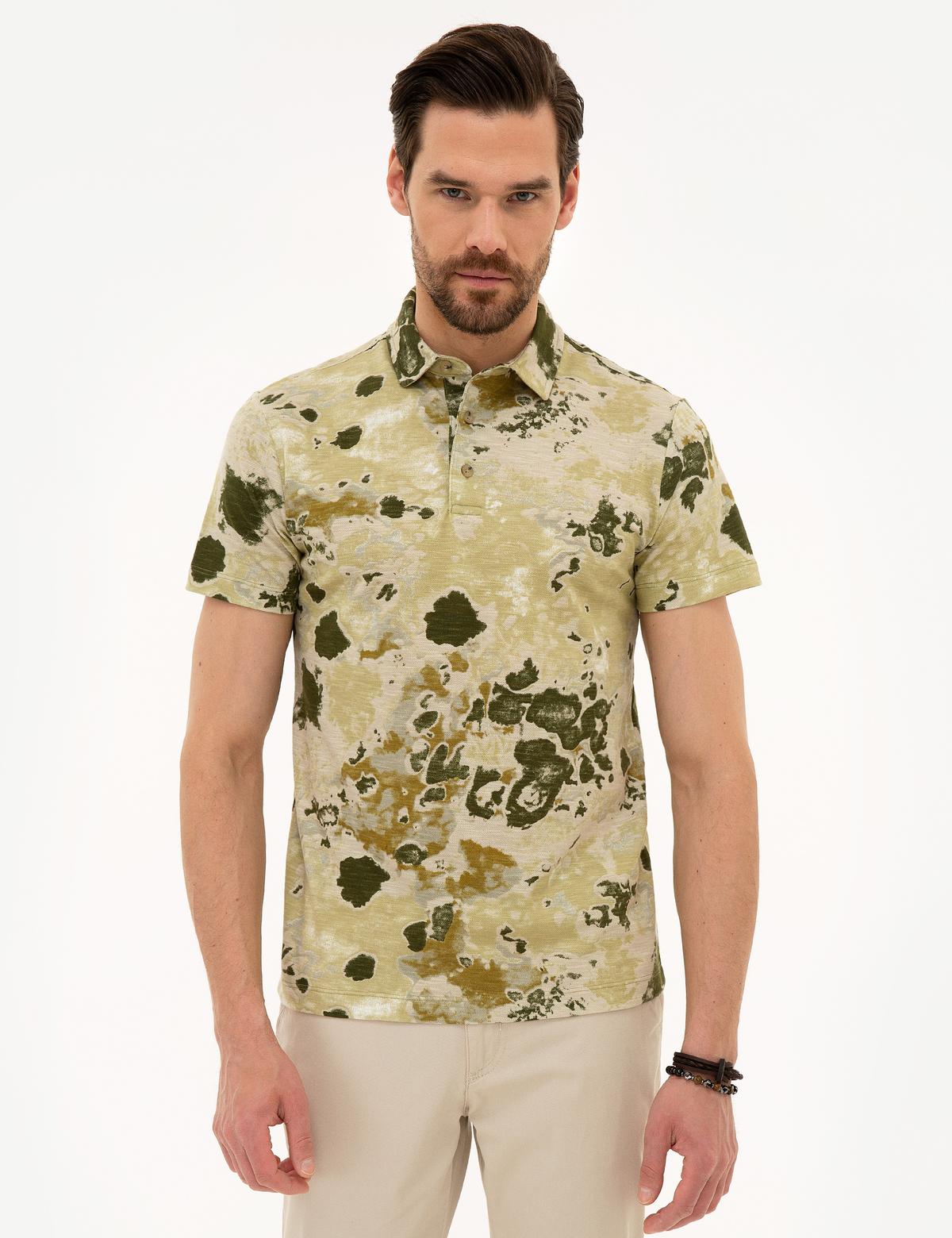 Açık Haki Slim Fit Polo Yaka Tişört - 50218455068