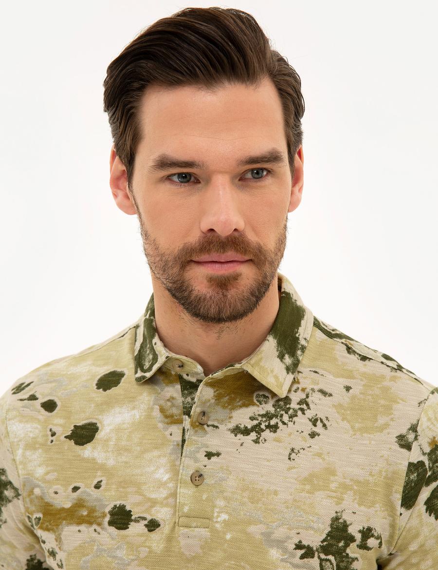 Açık Haki Slim Fit Polo Yaka Tişört