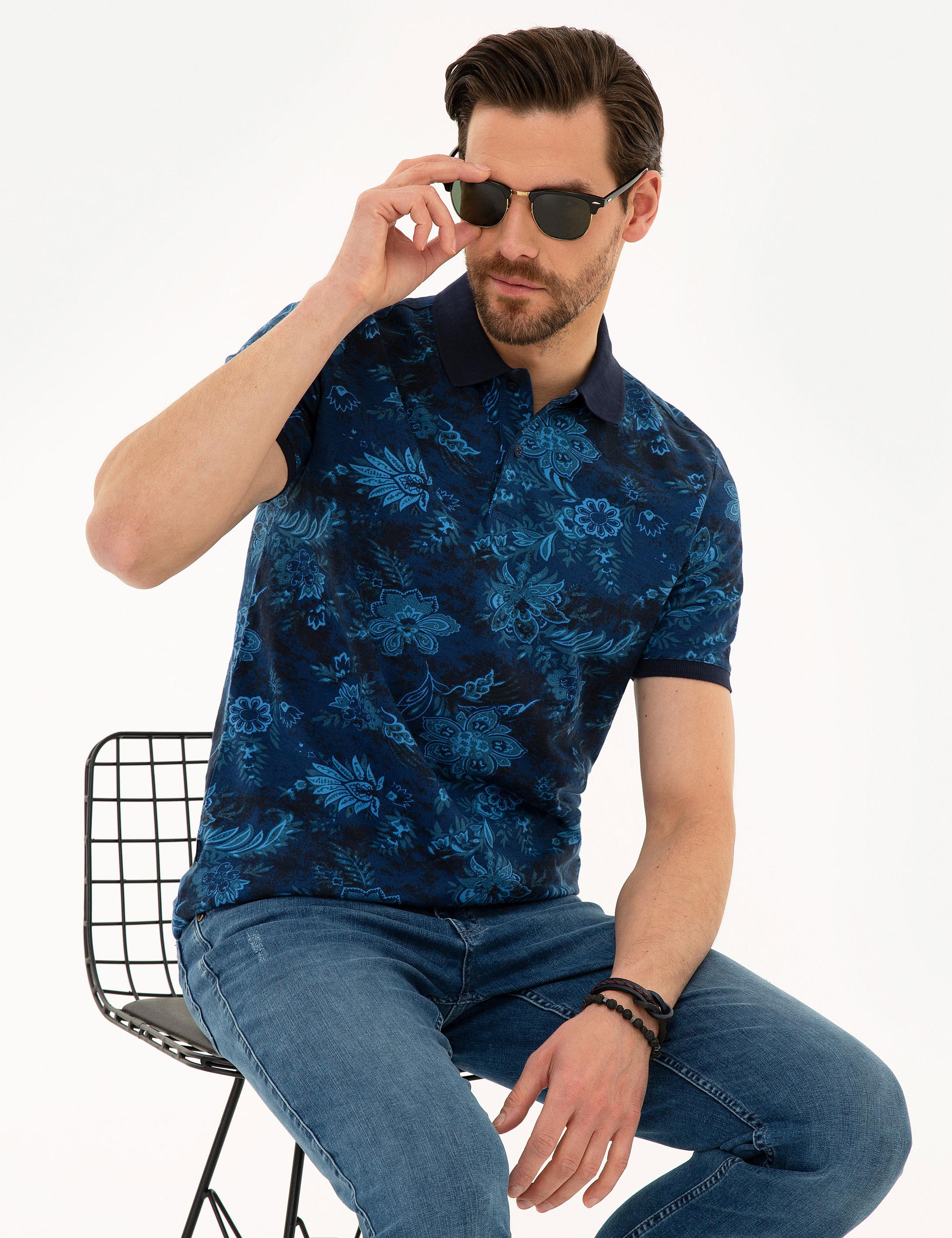 Lacivert Slim Fit Polo Yaka T-Shirt