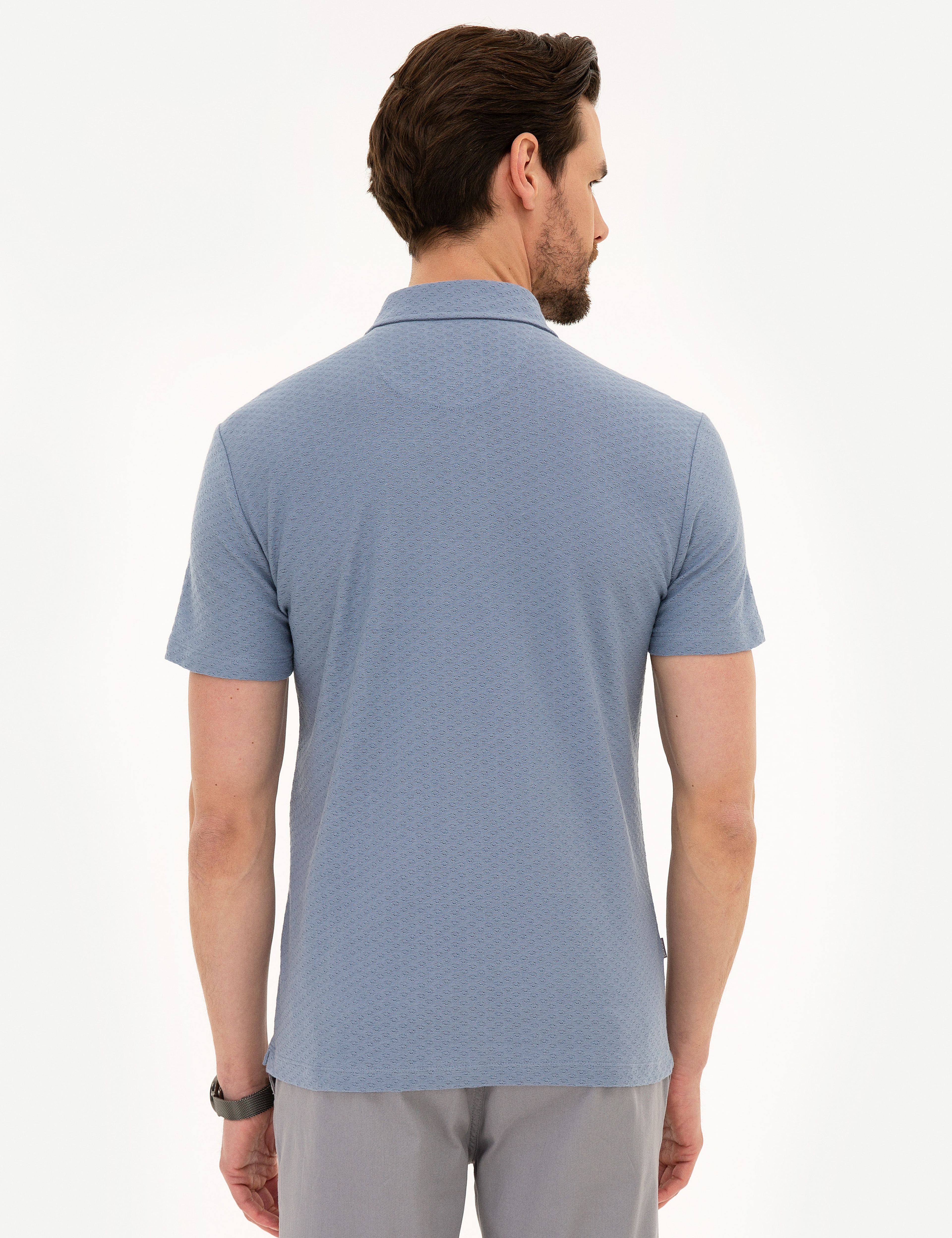 Lila Slim Fit Polo Yaka Tişört - Image 3
