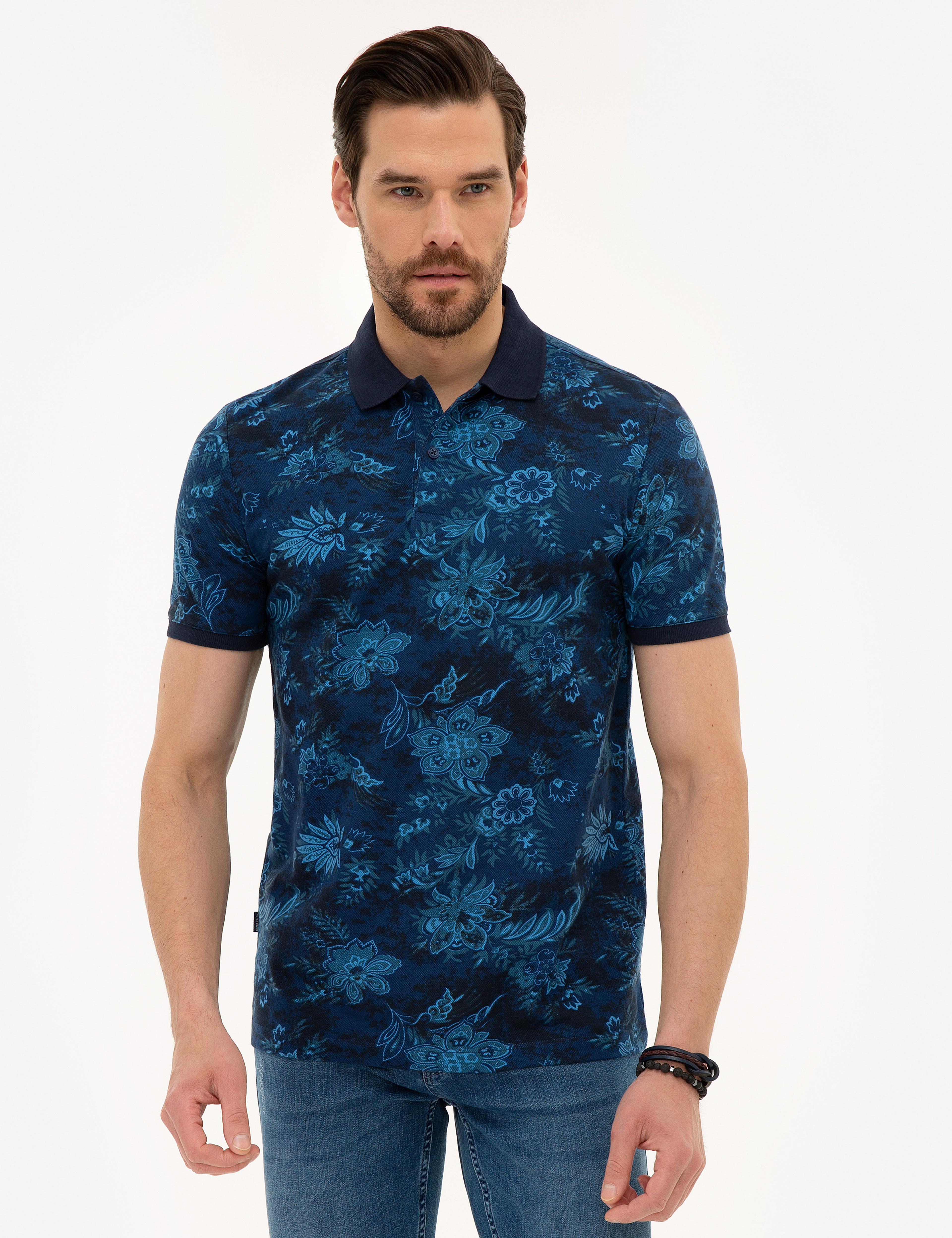 Lacivert Slim Fit Polo Yaka Tişört - Image 2