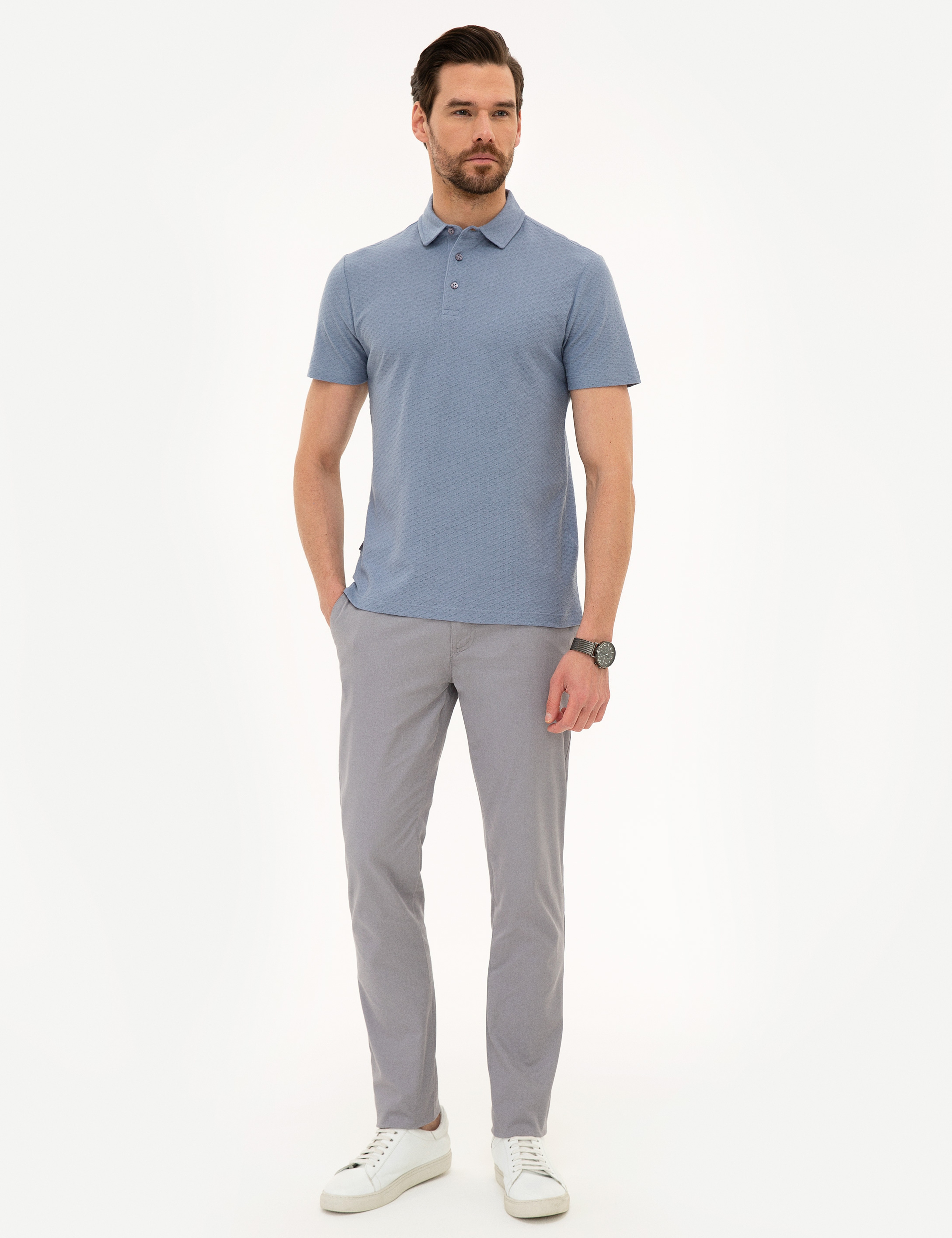 Lila Slim Fit Polo Yaka Tişört