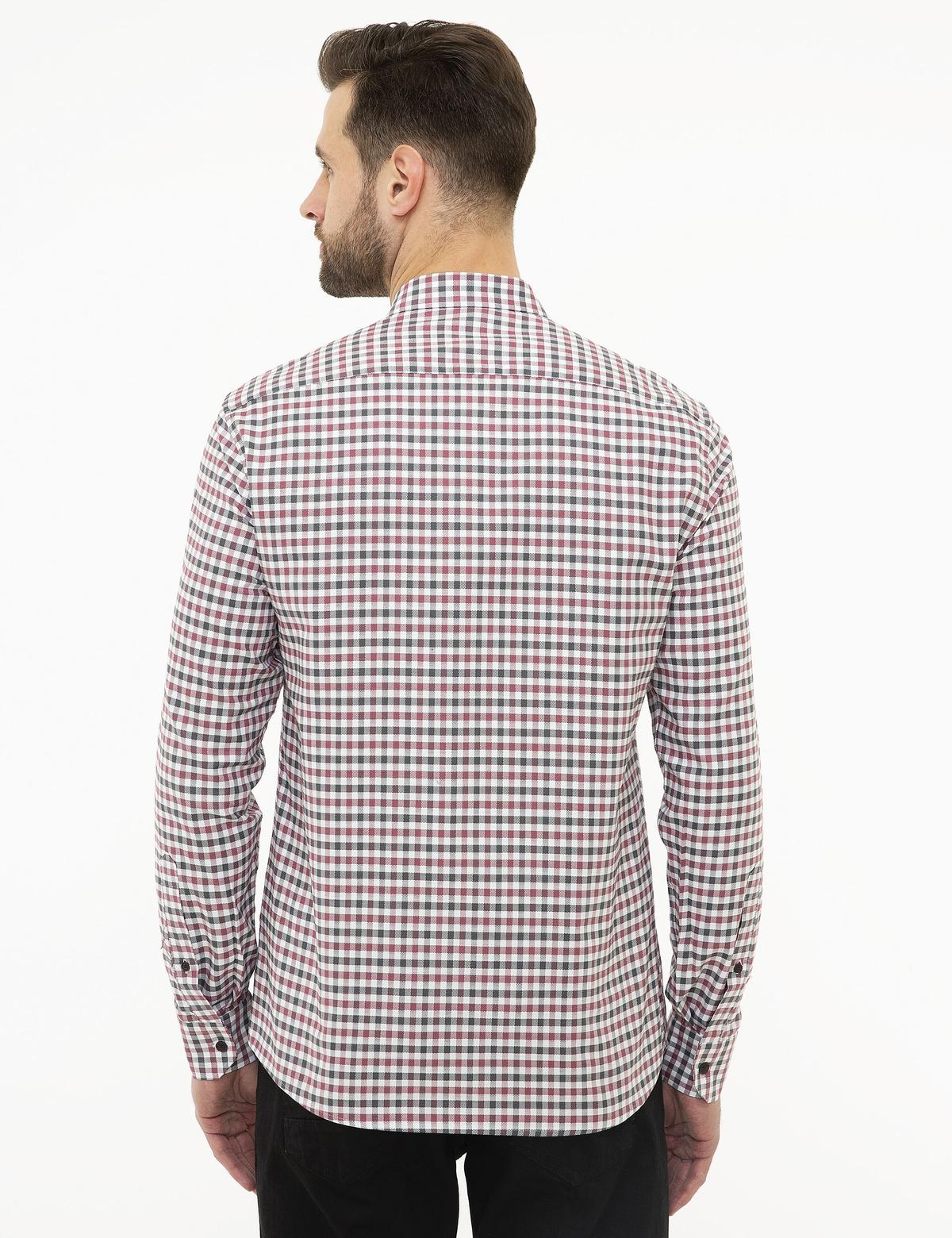 Bordo Slim Fit Uzun Kollu Gömlek - 50219435007