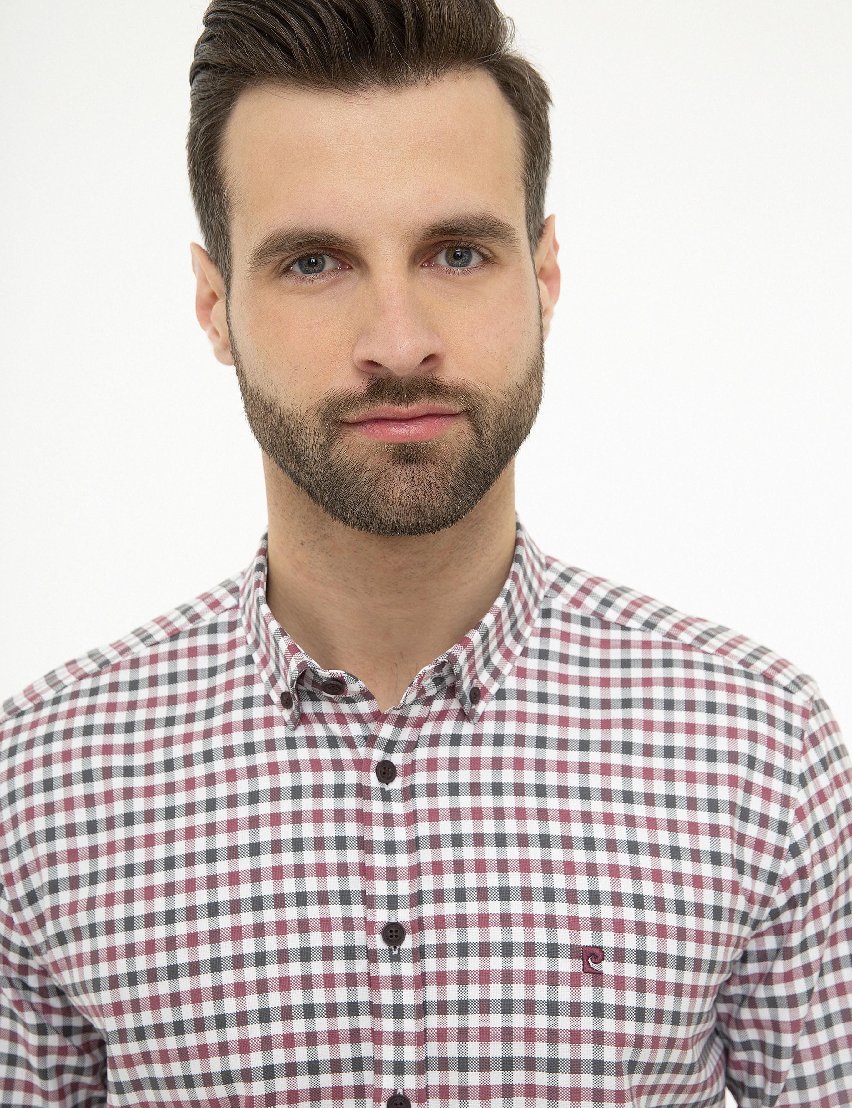 Bordo Slim Fit Uzun Kollu Gömlek