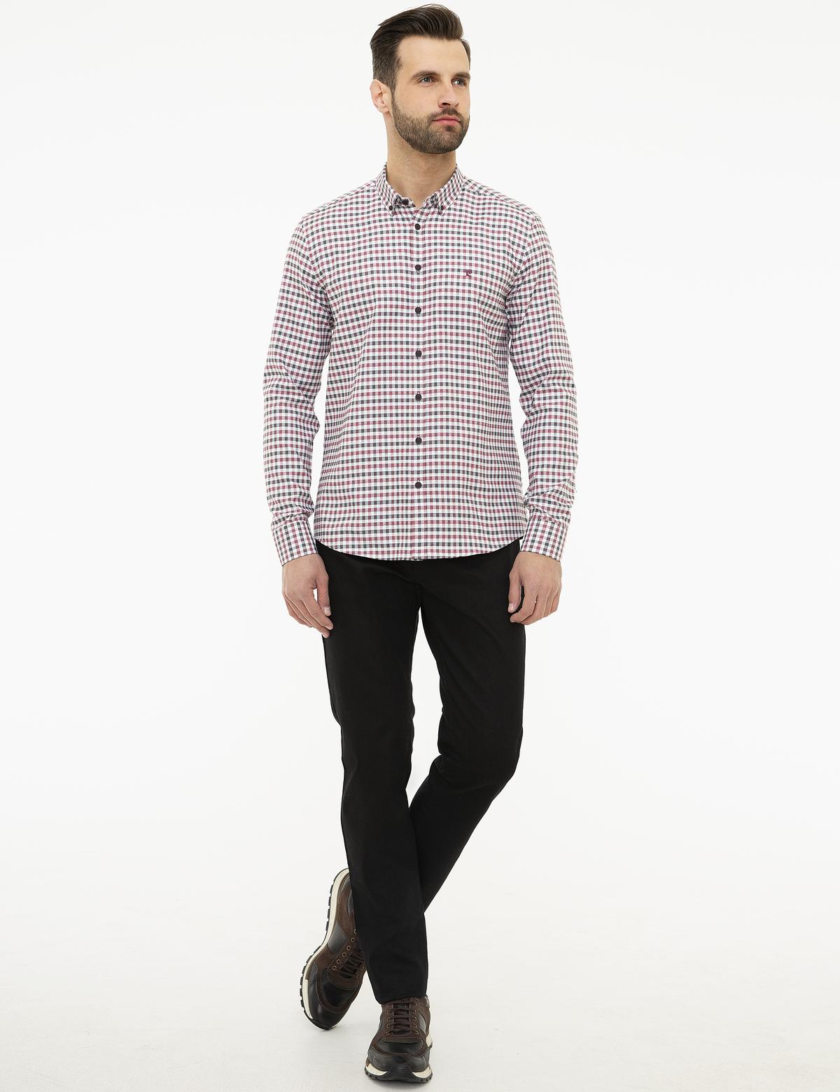 Bordo Slim Fit Uzun Kollu Gömlek - 50219435007