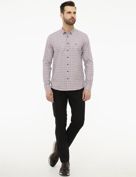 Bordo Slim Fit Uzun Kollu Gömlek - 50219435007
