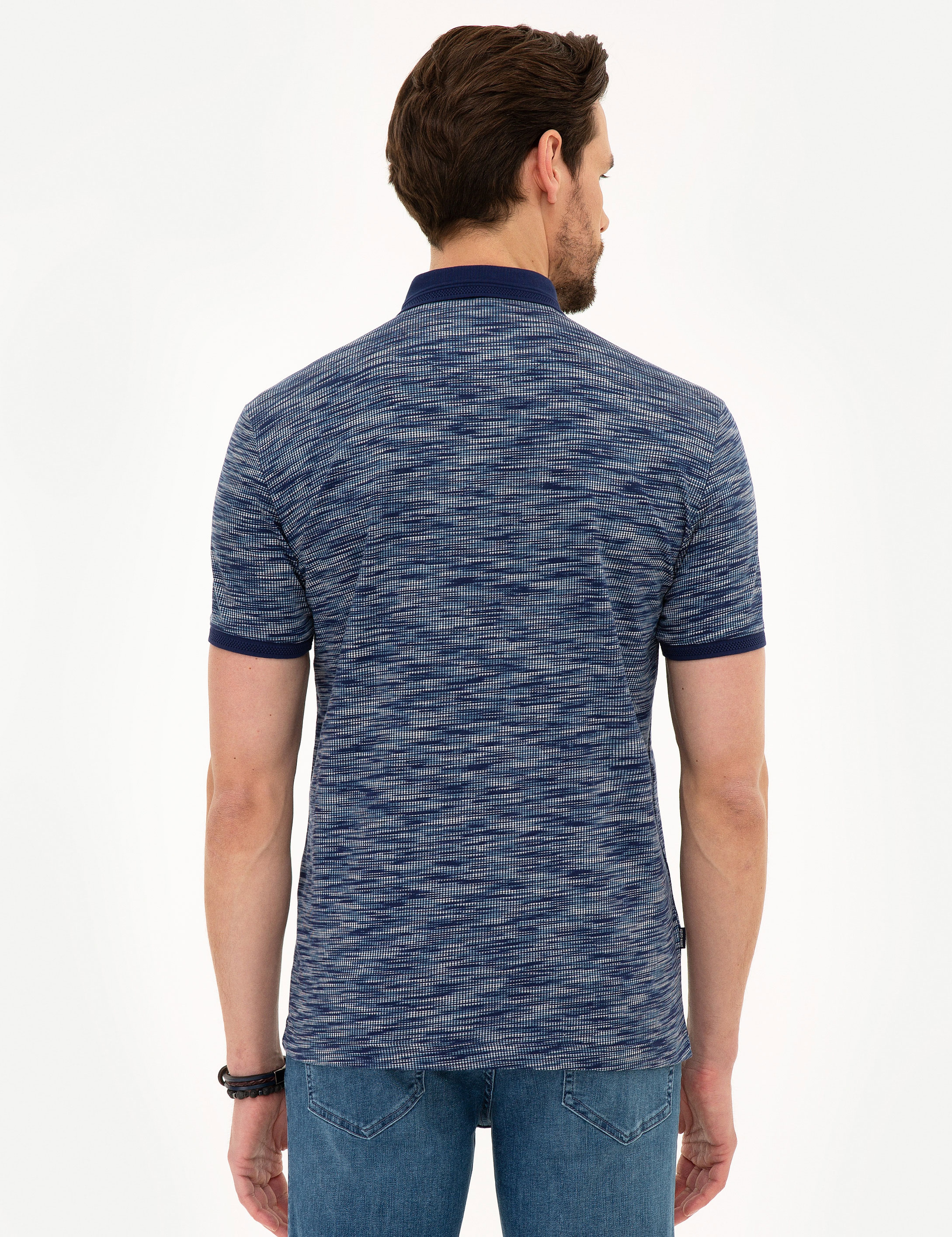 Lacivert Slim Fit Merserize Polo Yaka T-Shirt - Image 3
