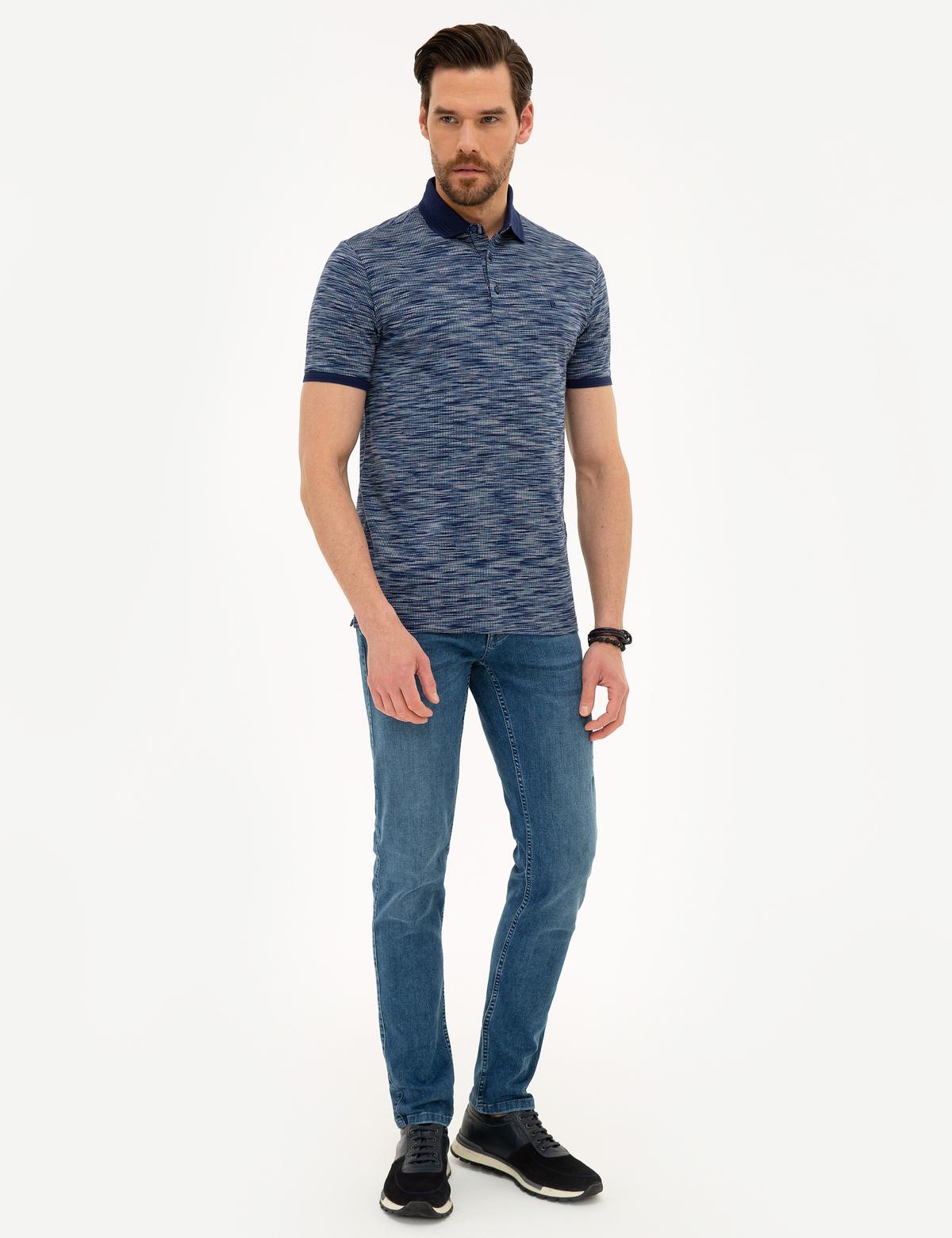 Lacivert Slim Fit Merserize Polo Yaka T-Shirt - 50219463001