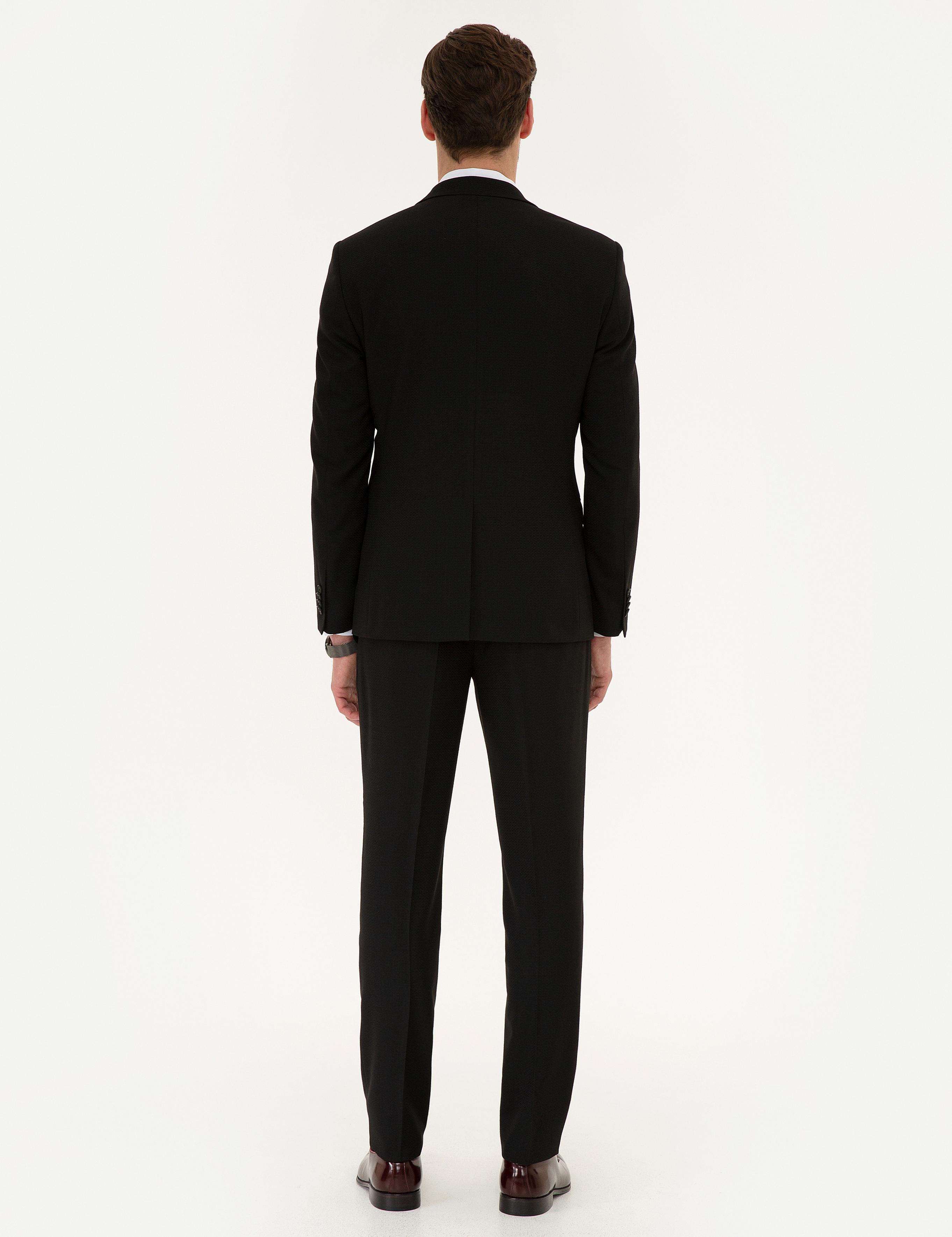 Siyah Ekstra Slim Fit Yelekli Takım Elbise