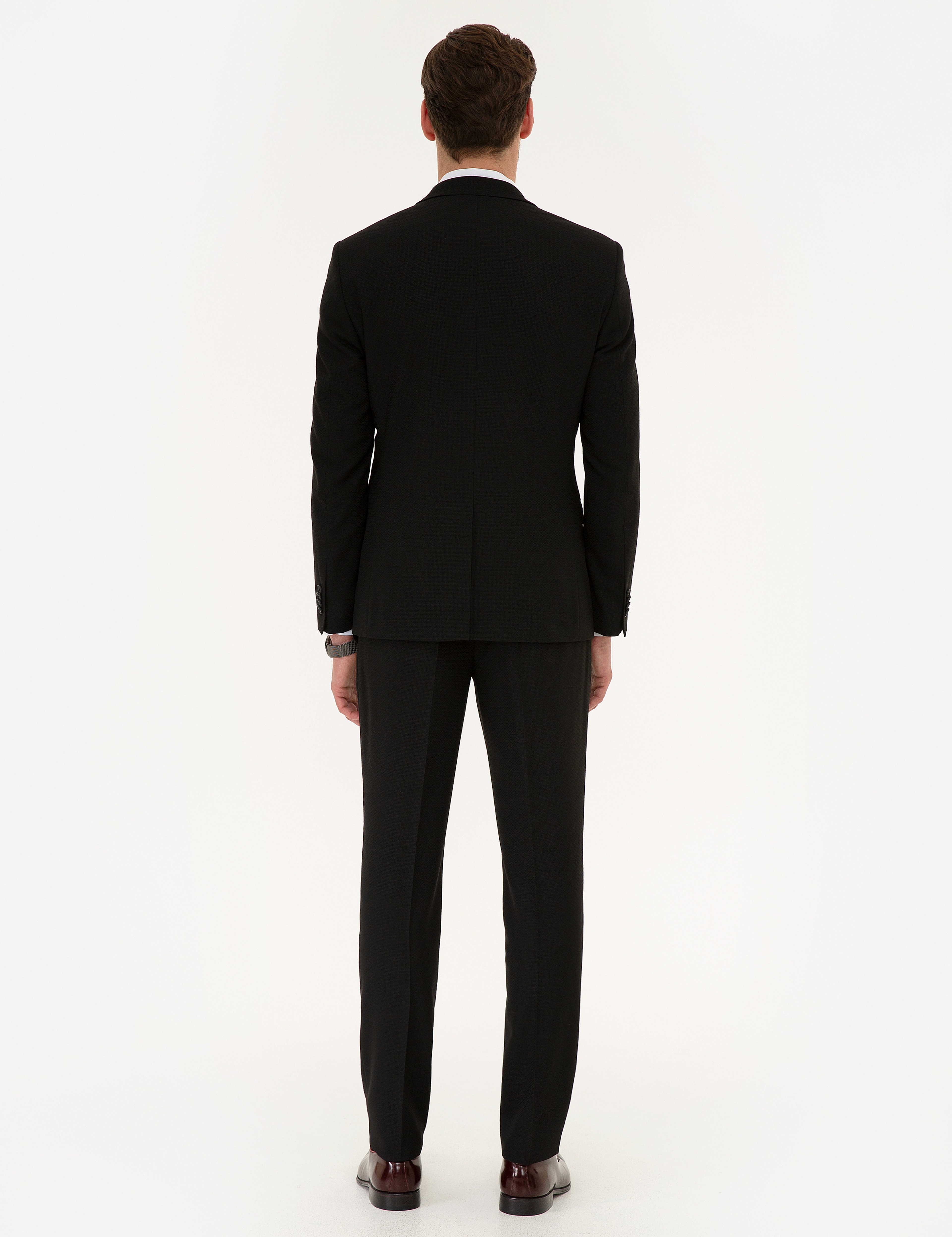 Siyah Ekstra Slim Fit Yelekli Takım Elbise - Image 5