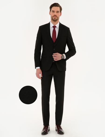 Siyah Ekstra Slim Fit Yelekli Takım Elbise - 50219930008