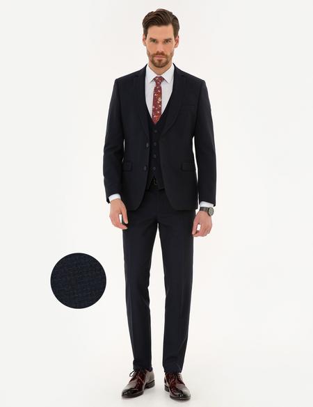 Lacivert Ekstra Slim Fit Yelekli Takım Elbise - 50219930044