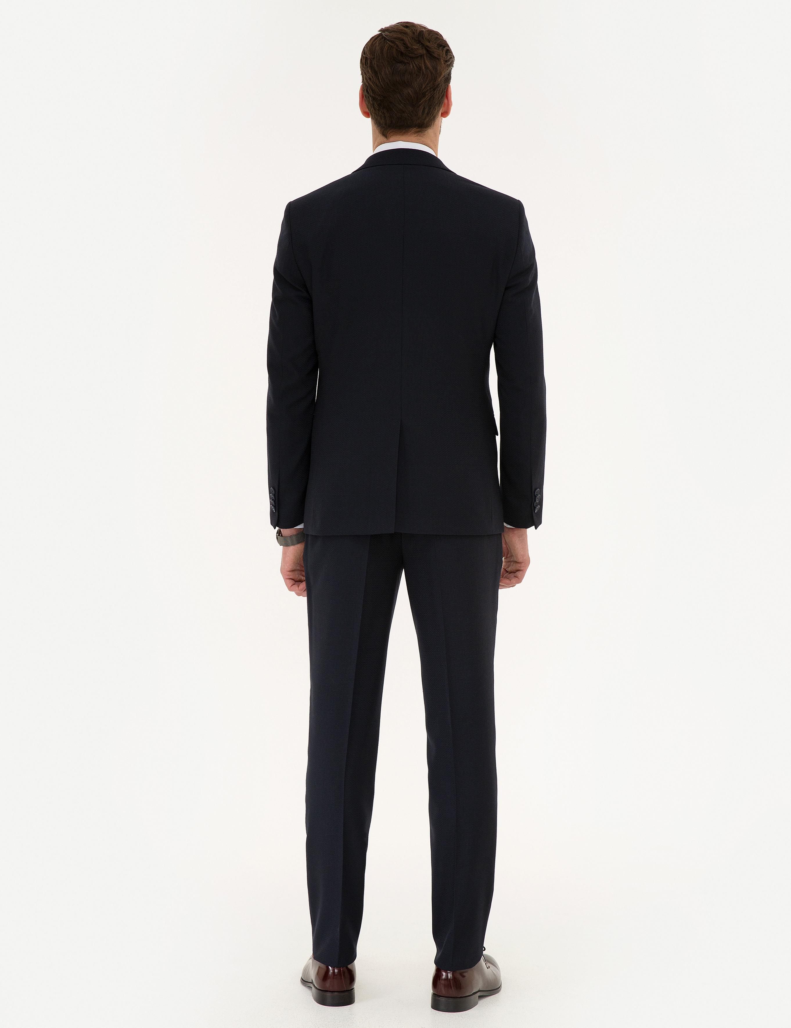 Lacivert Ekstra Slim Fit Yelekli Takım Elbise