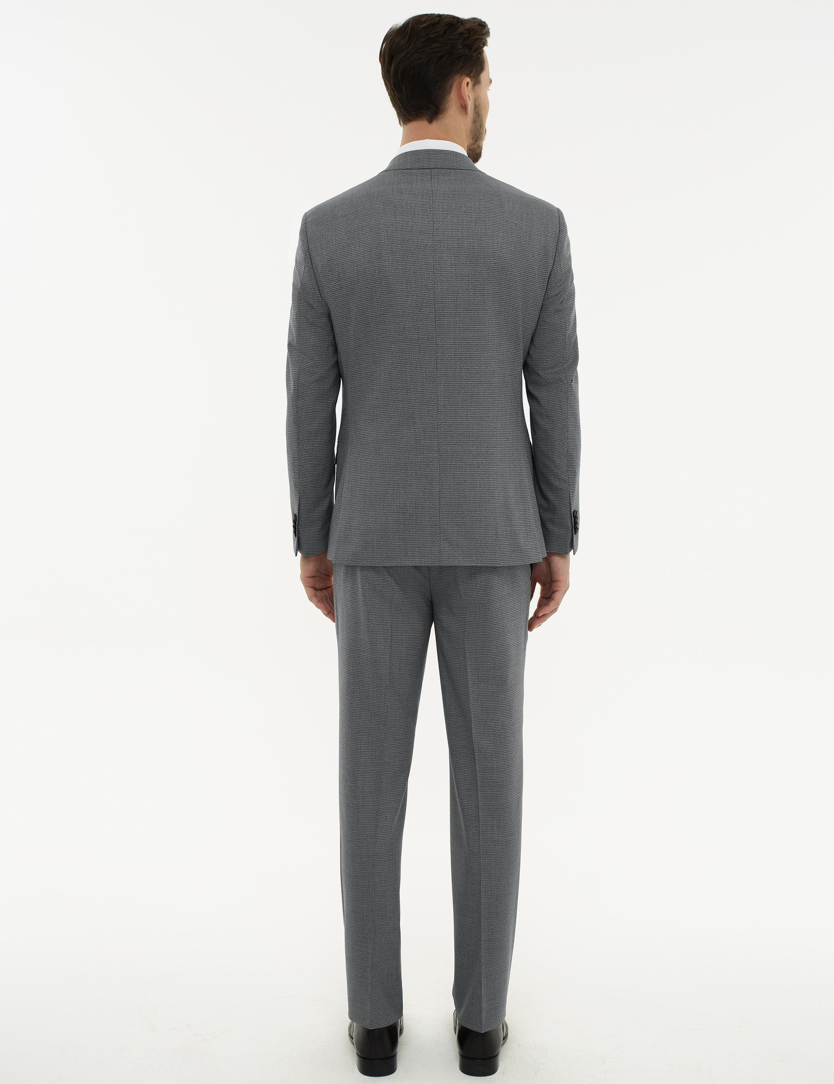 Gri Slim Fit Yelekli Takım Elbise