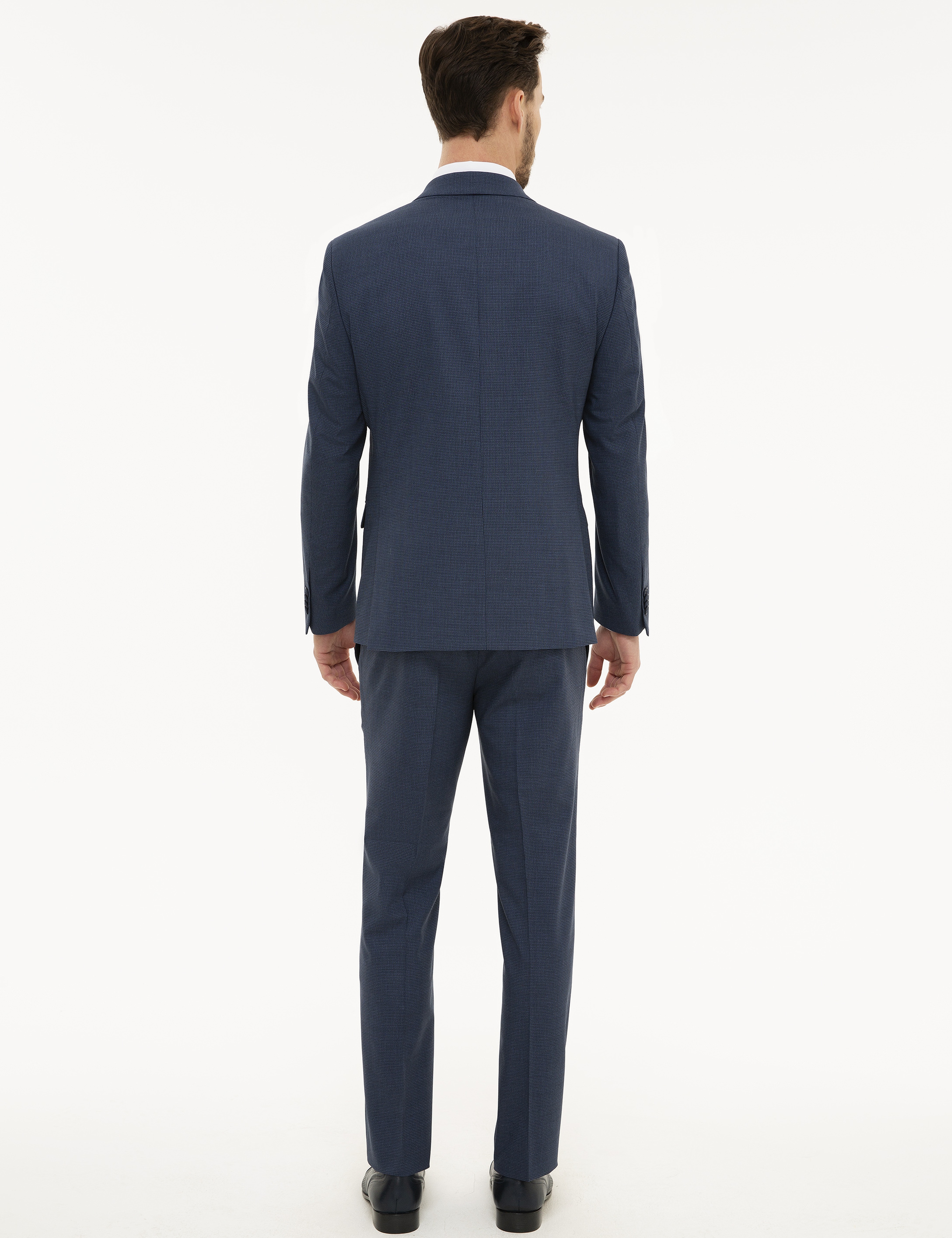 Lacivert Slim Fit Yelekli Takım Elbise - Image 5