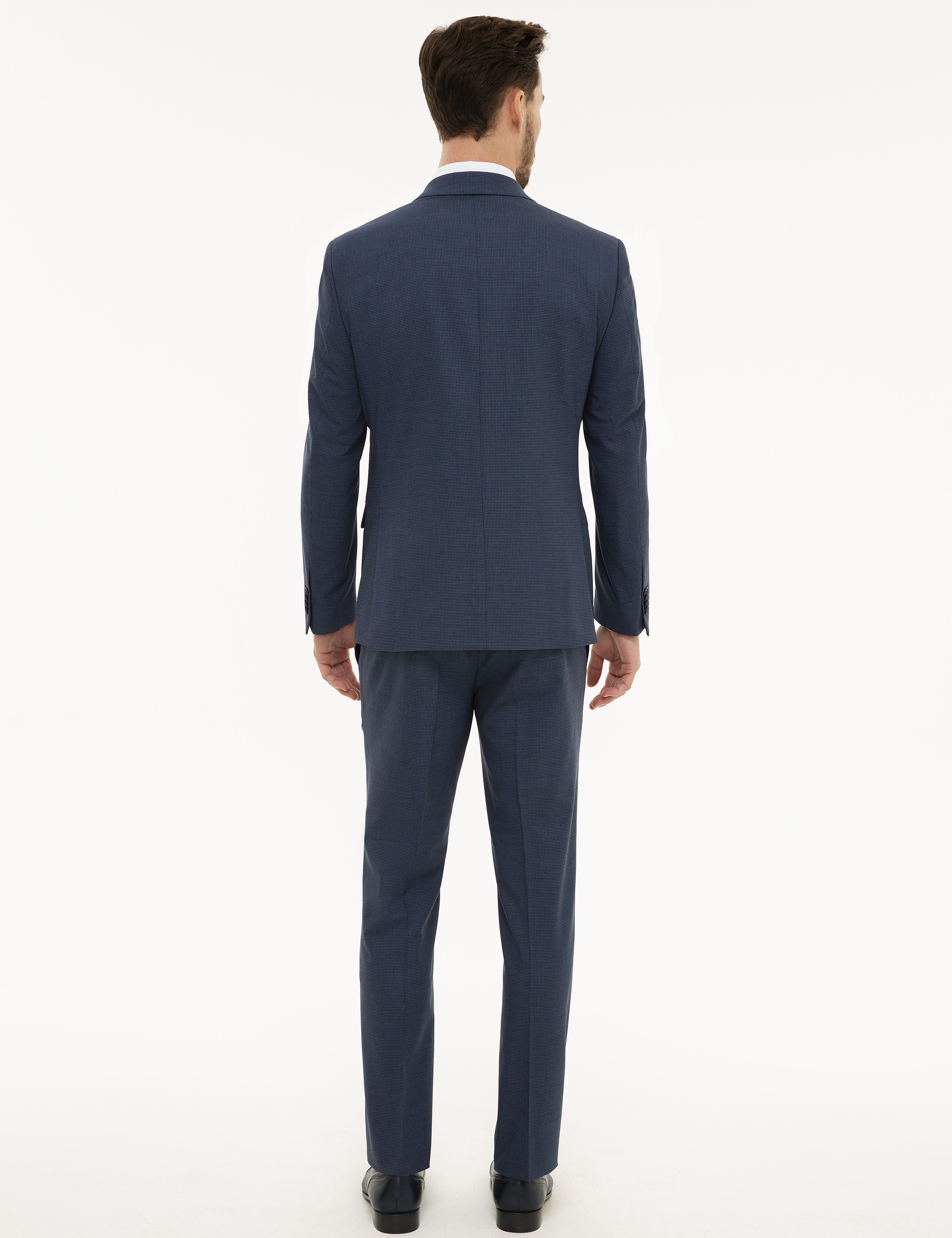 Lacivert Slim Fit Yelekli Takım Elbise