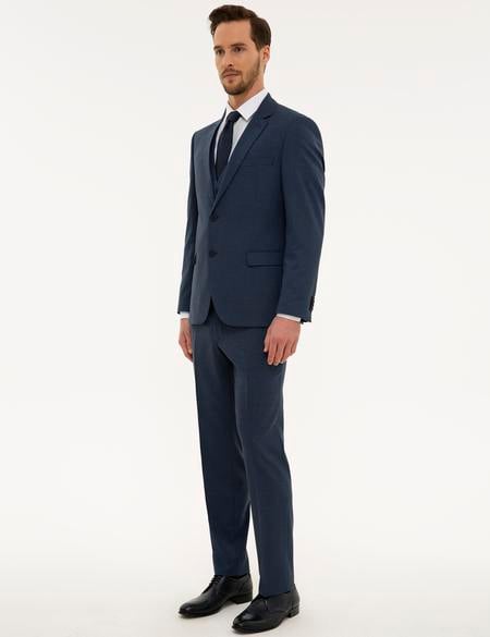 Lacivert Slim Fit Yelekli Takım Elbise - 50220019041