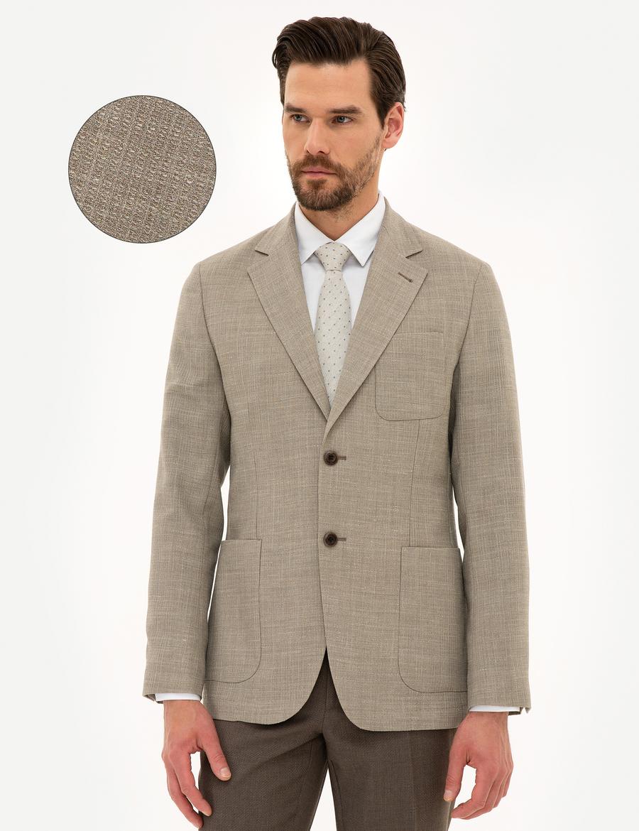 Açık Kahverengi Slim Fit Ceket