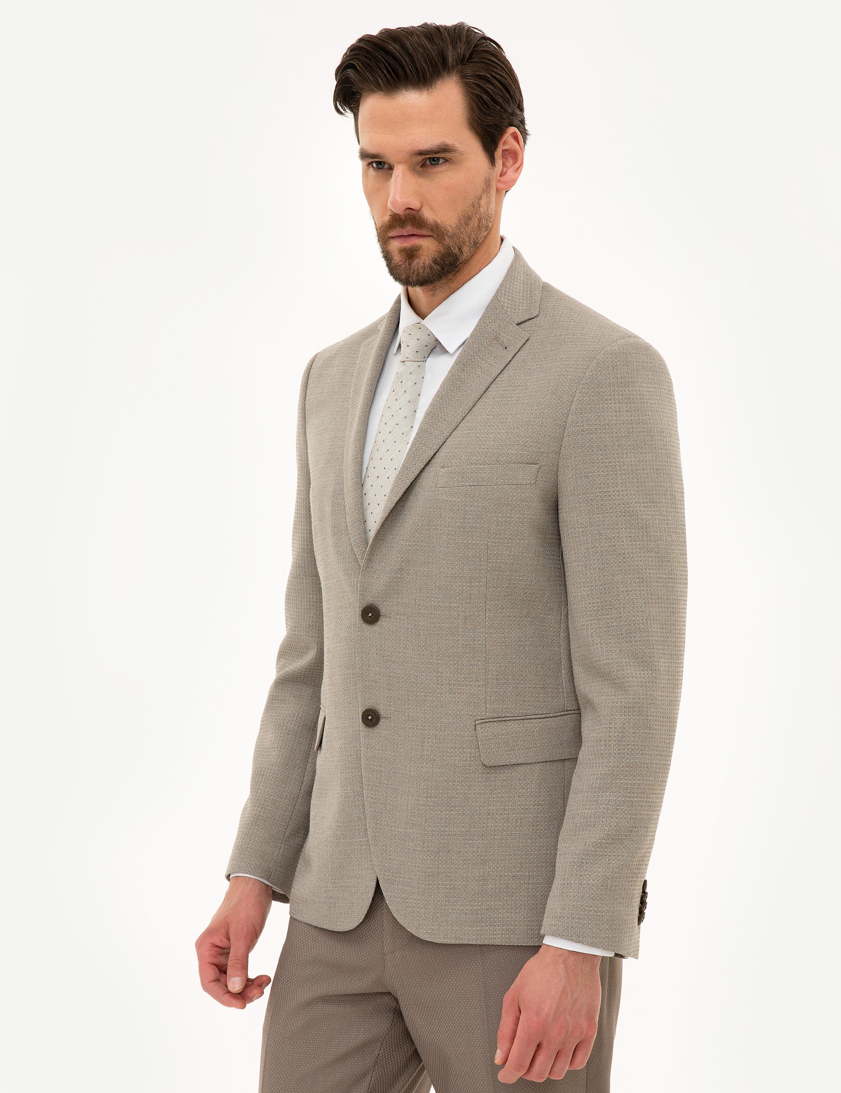 Açık Kahverengi Slim Fit Ceket