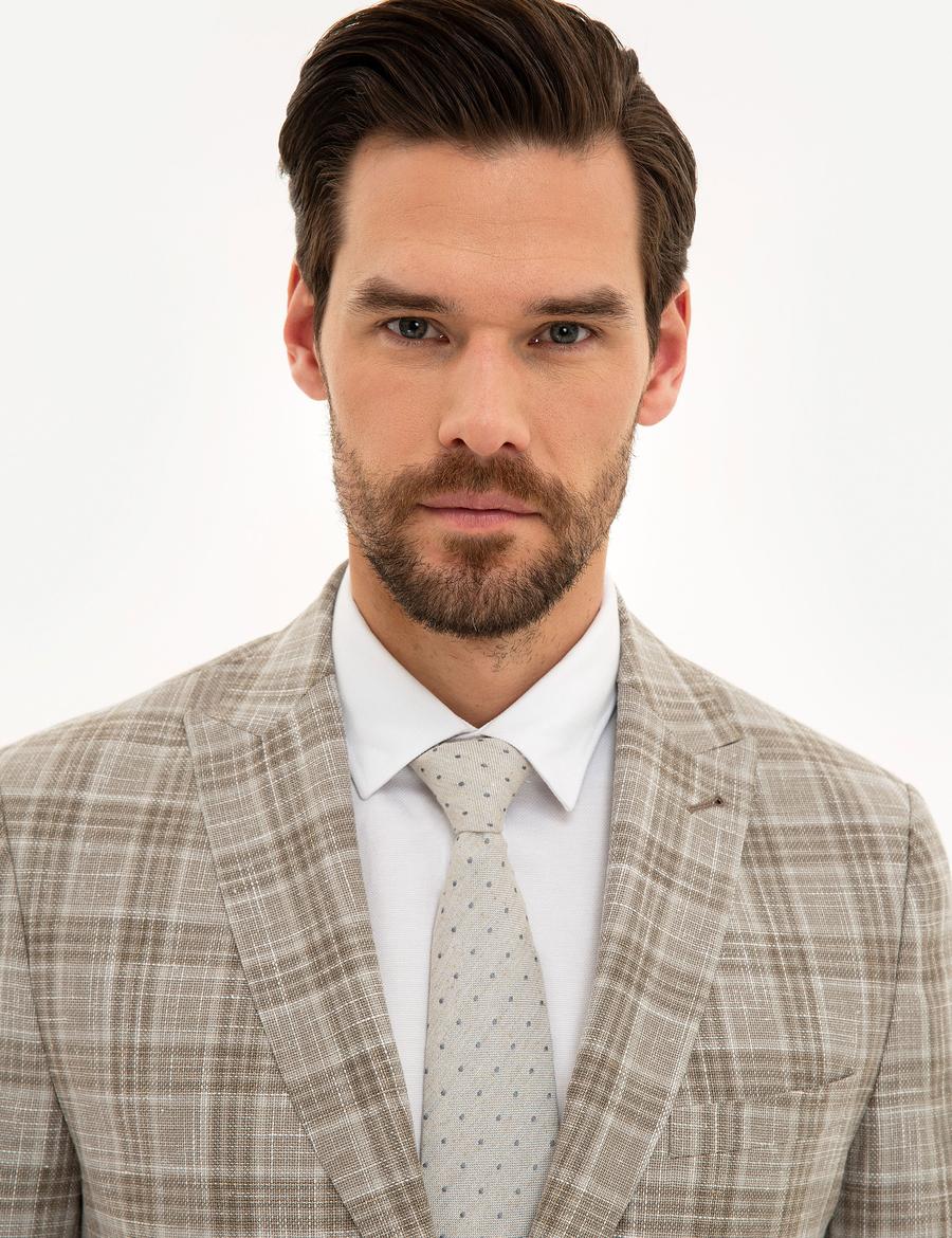 Kum Slim Fit Ekose Ceket