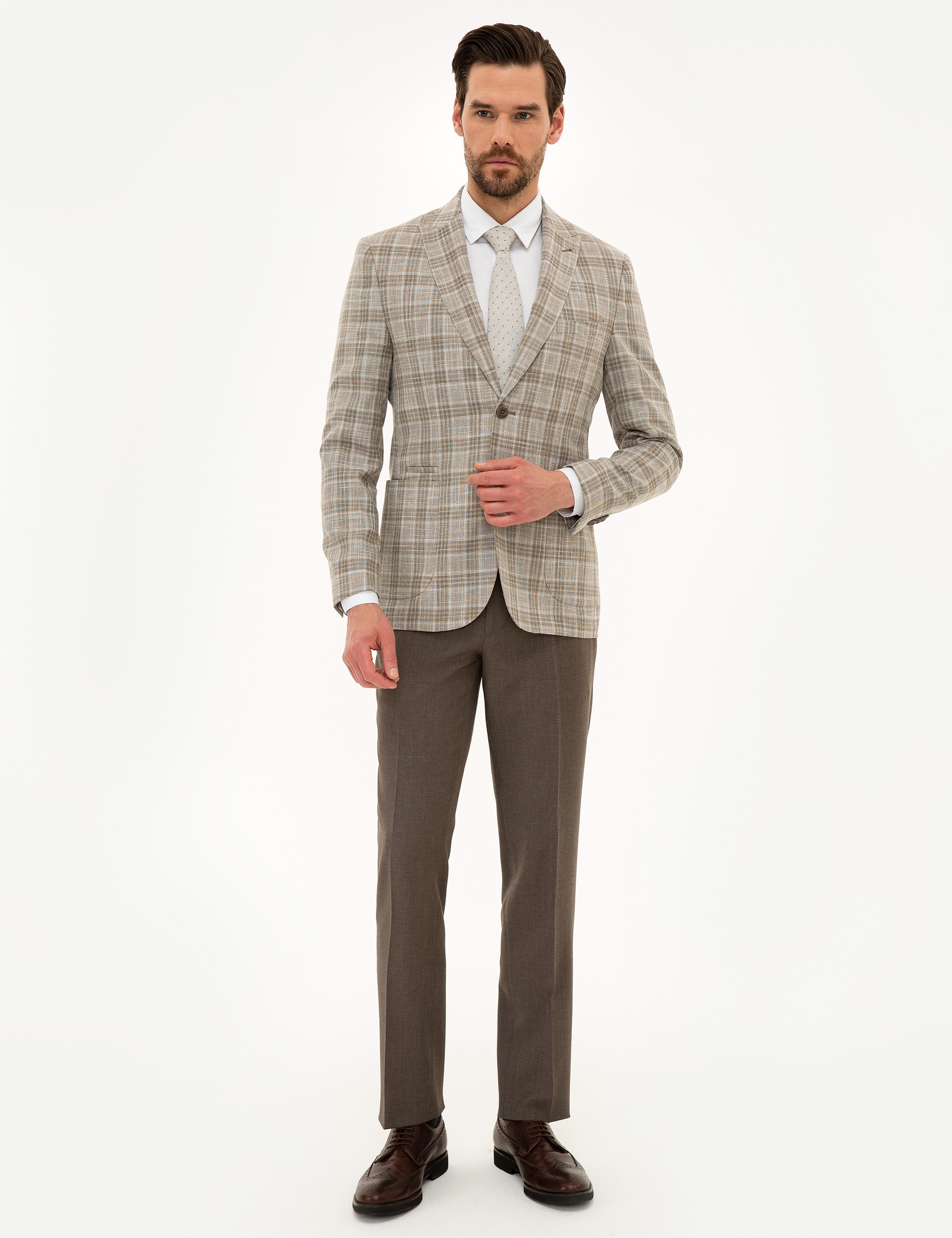 Kum Slim Fit Ekose Ceket - Image 5