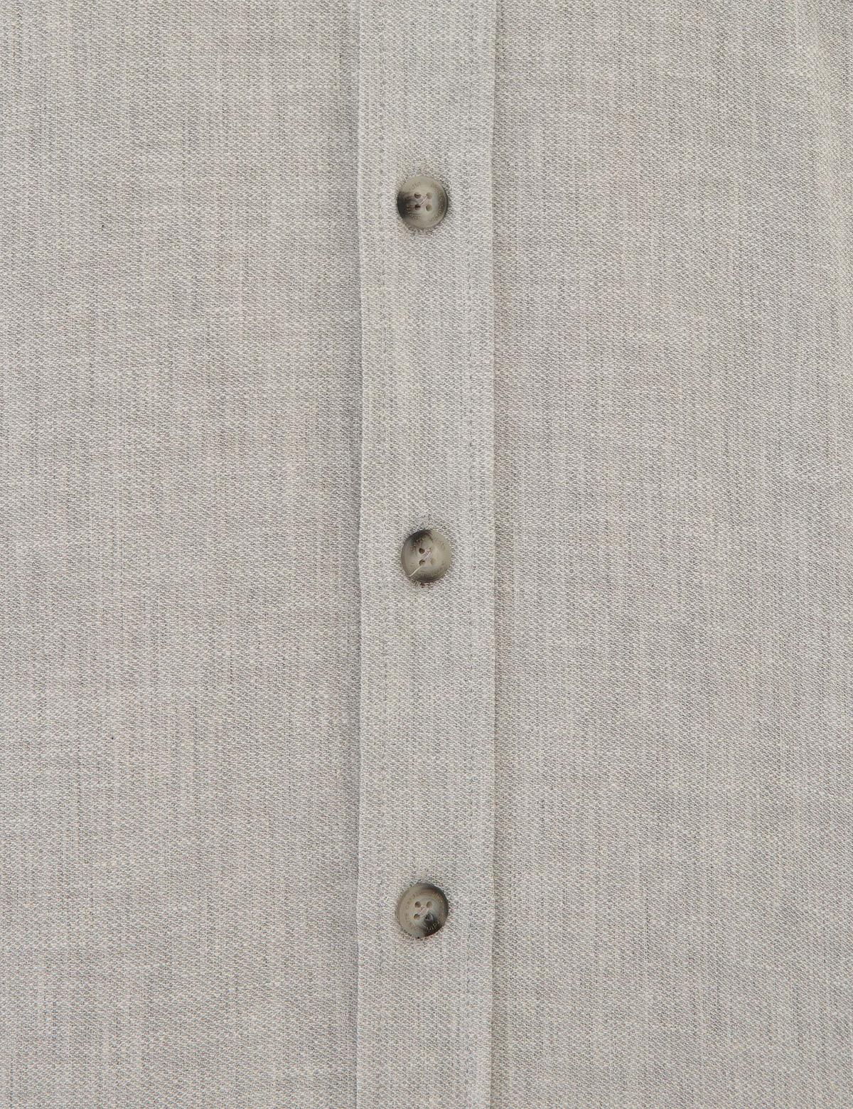 Açık Gri Regular Fit Keten Karışımlı Gömlek - 50220244003