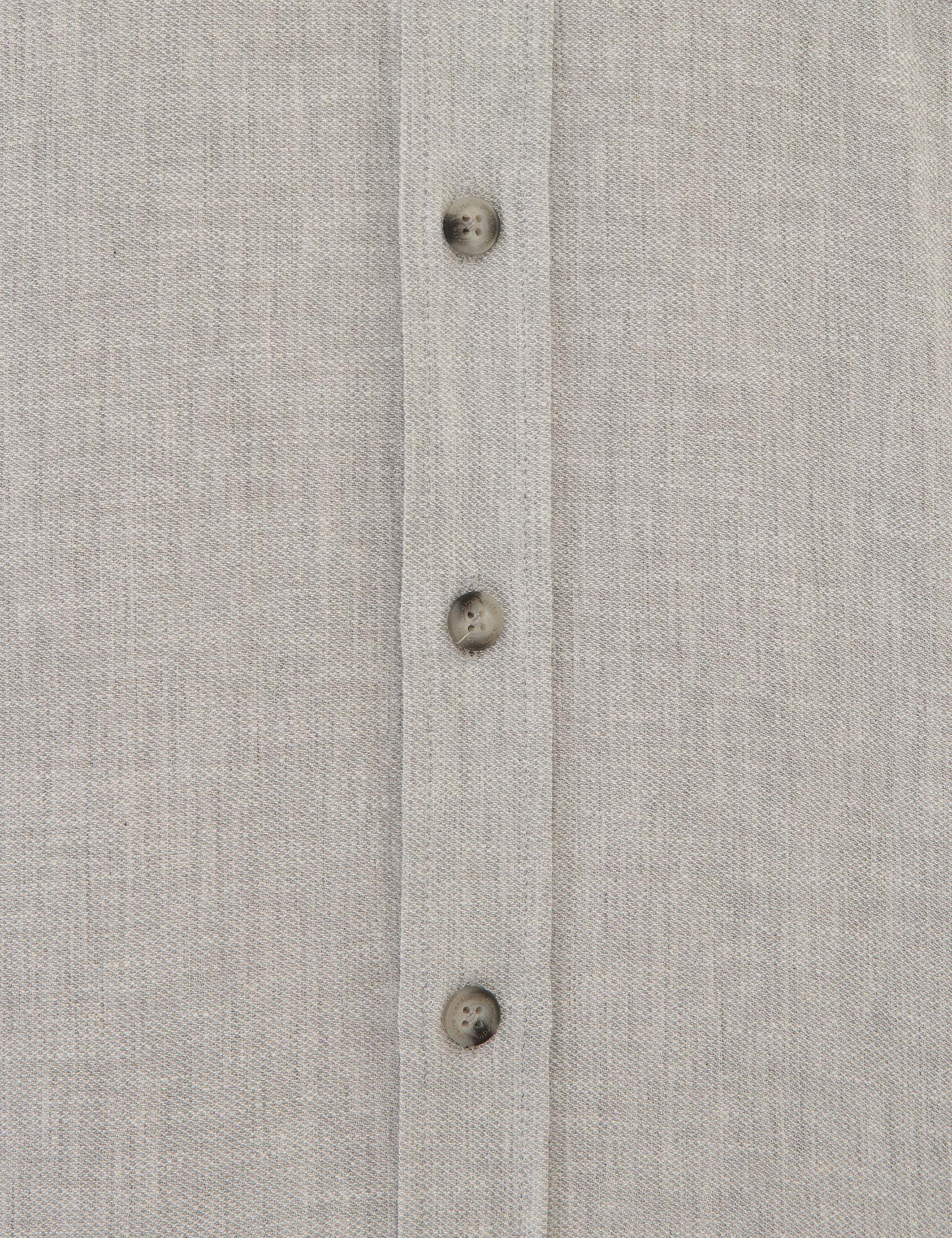 Açık Gri Regular Fit Keten Karışımlı Gömlek