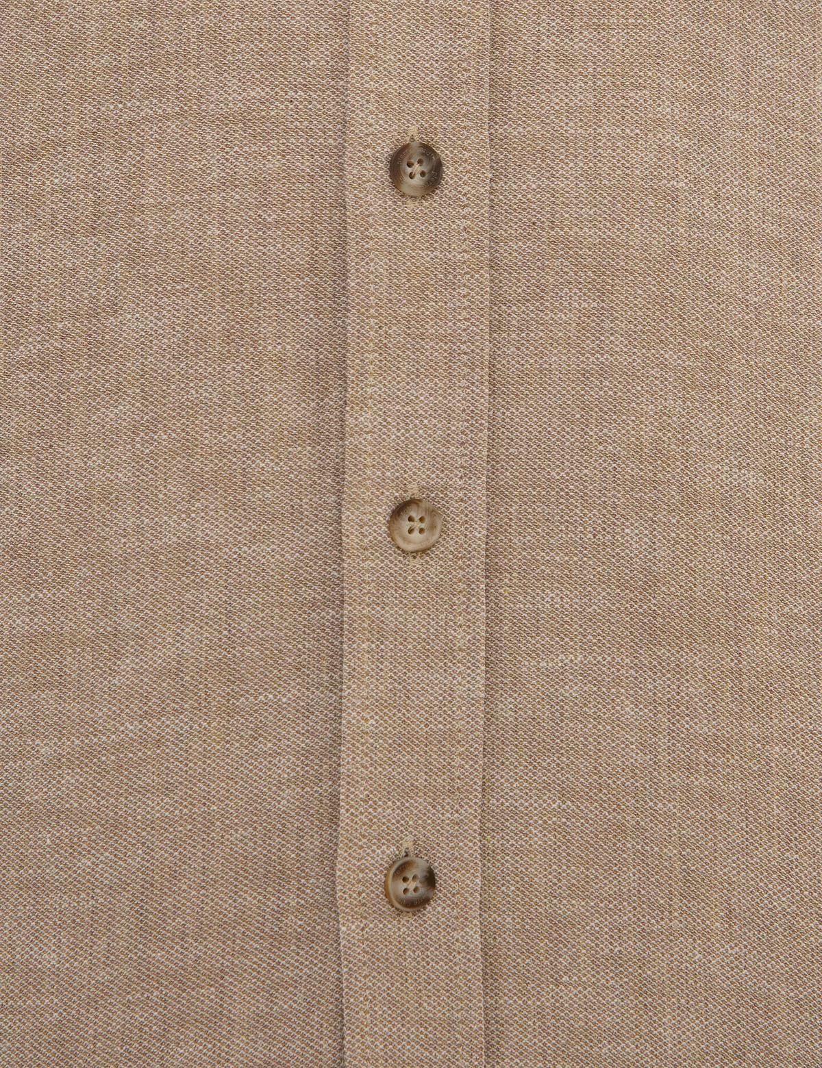 Açık Kahverengi Regular Fit Keten Karışımlı Gömlek - 50220244016