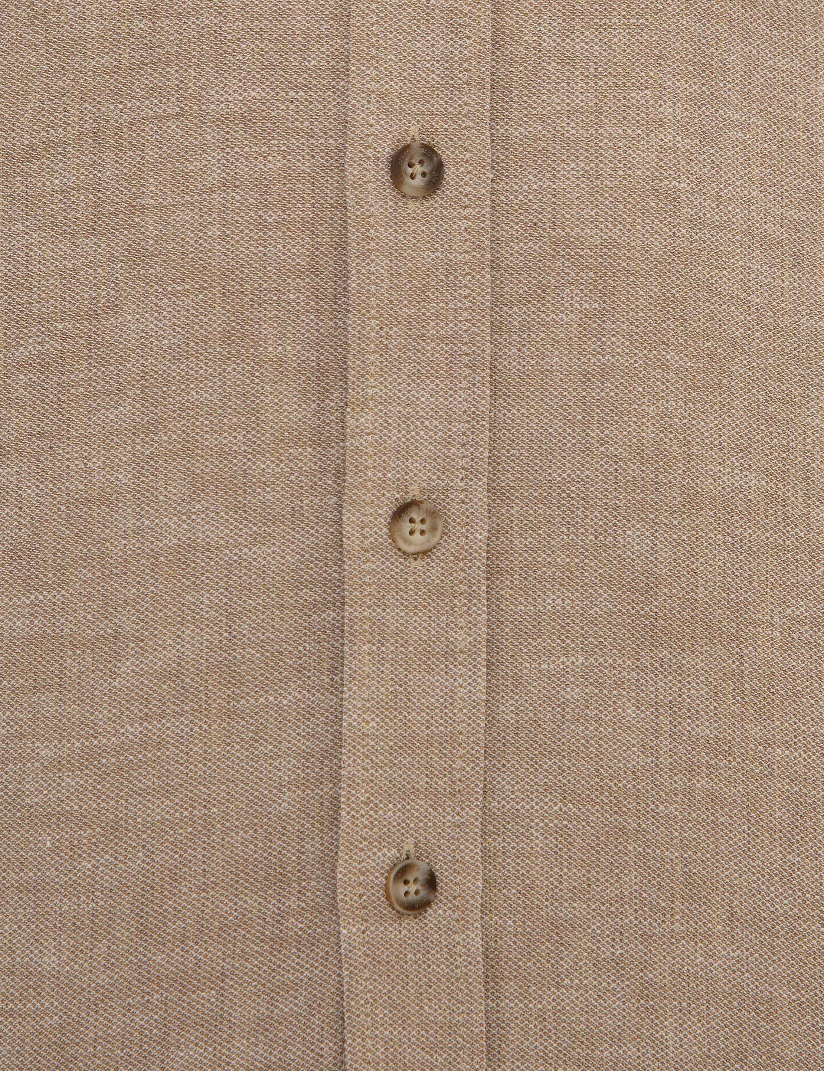 Açık Kahverengi Regular Fit Keten Karışımlı Gömlek