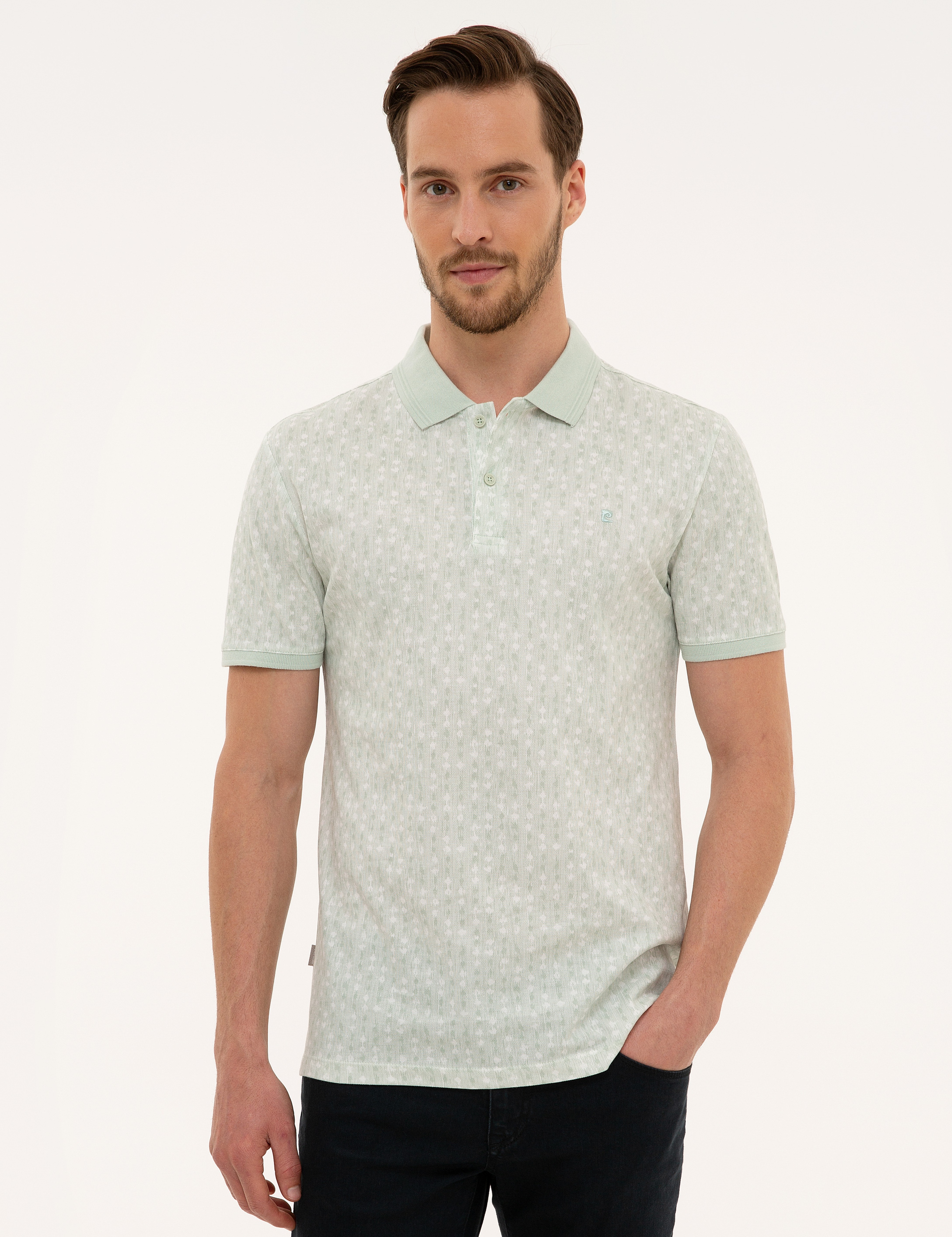 Mint Yeşil Slim Fit Polo Yaka T-Shirt - Image 1