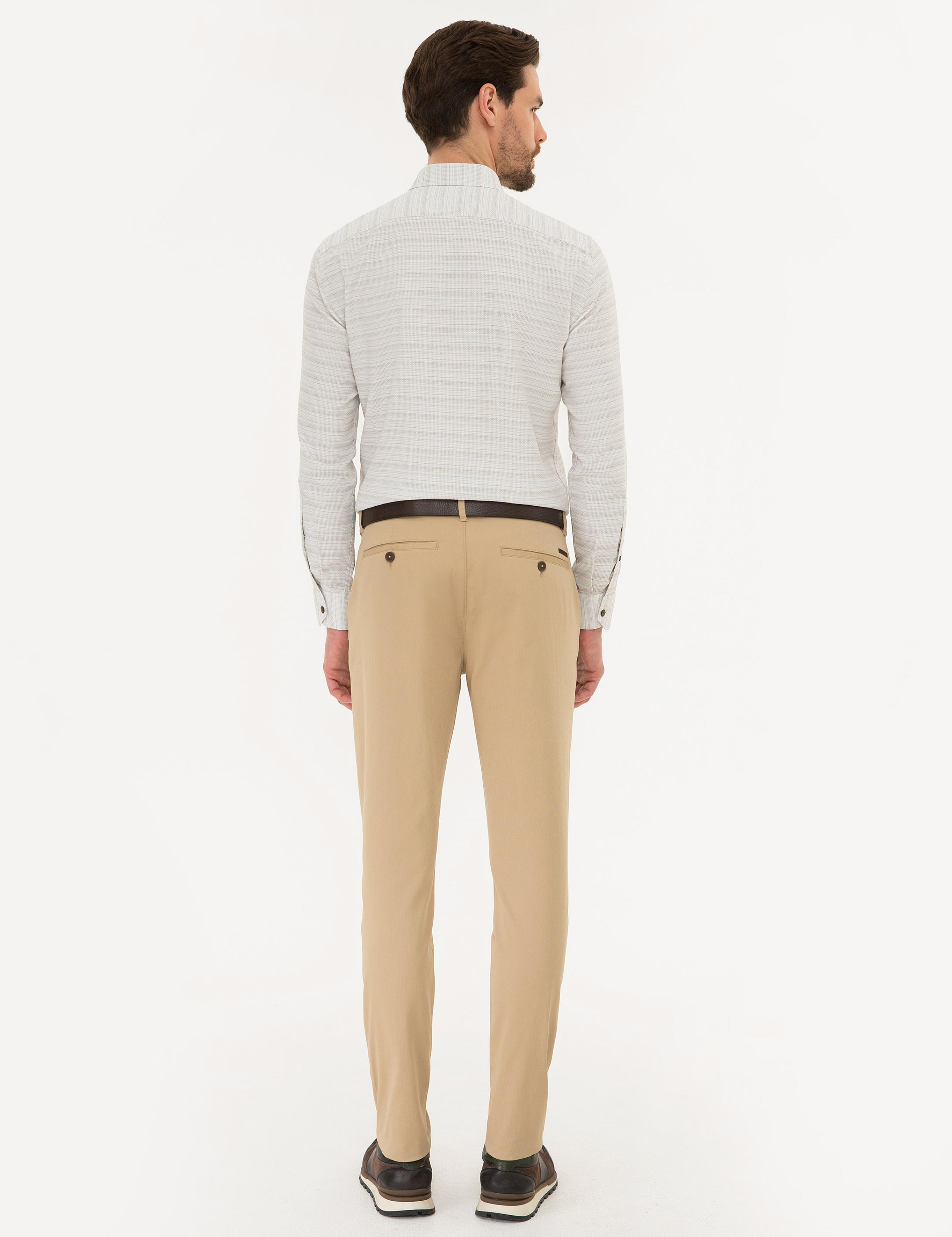 Camel Slim Fit Kanvas Pantolon