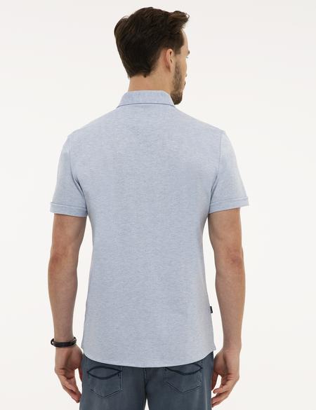 Koyu Mavi Slim Fit Gömlek Yaka Tişört - 50218584010