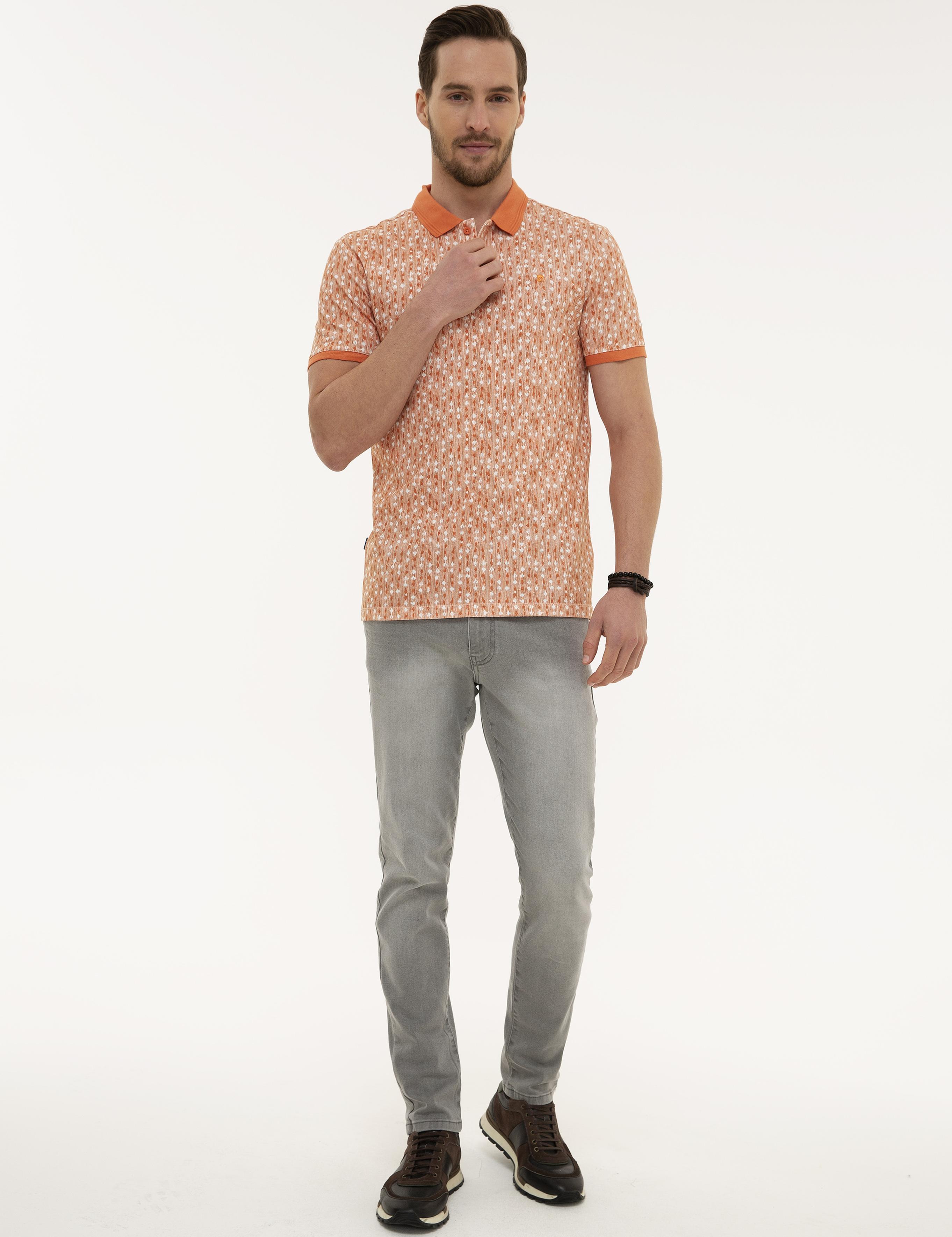 Turuncu Slim Fit Polo Yaka T-Shirt