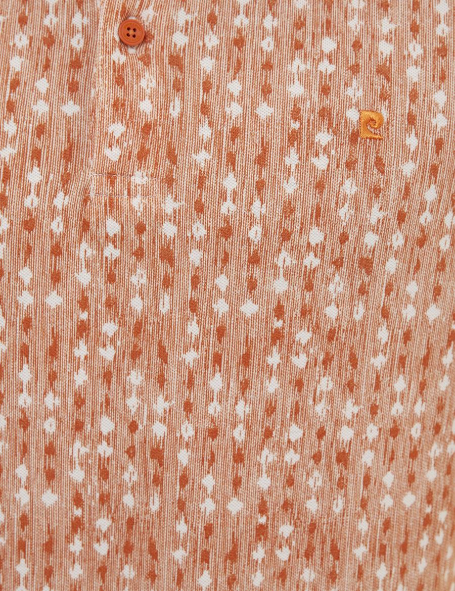 Turuncu Slim Fit Baskılı Polo Yaka Tişört