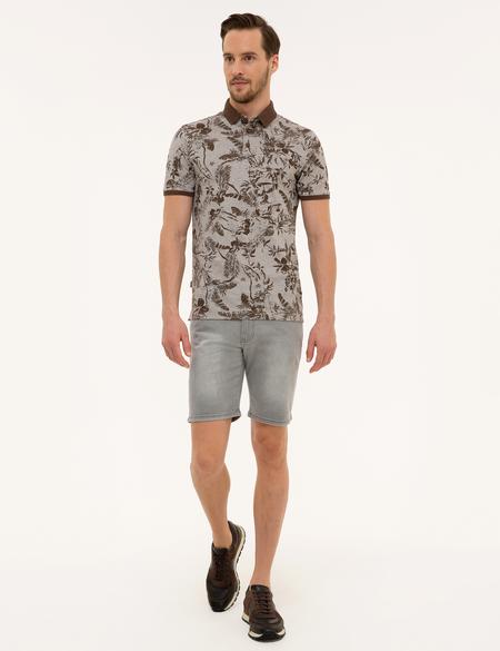 Kahverengi Slim Fit Baskılı Polo Yaka Tişört - 50219725011