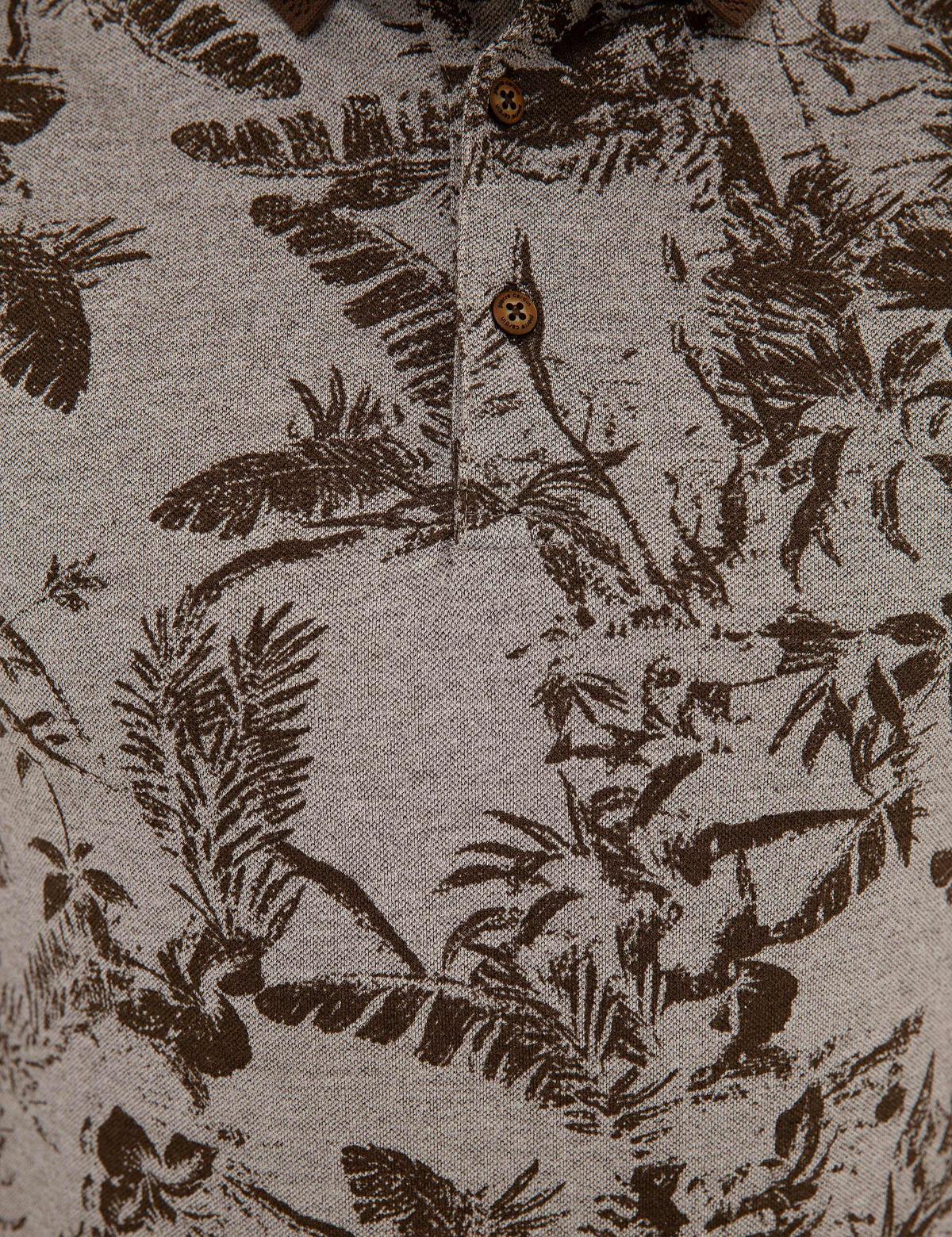 Kahverengi Slim Fit Baskılı Polo Yaka Tişört - 50219725011