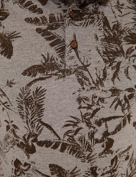 Kahverengi Slim Fit Baskılı Polo Yaka Tişört - 50219725011