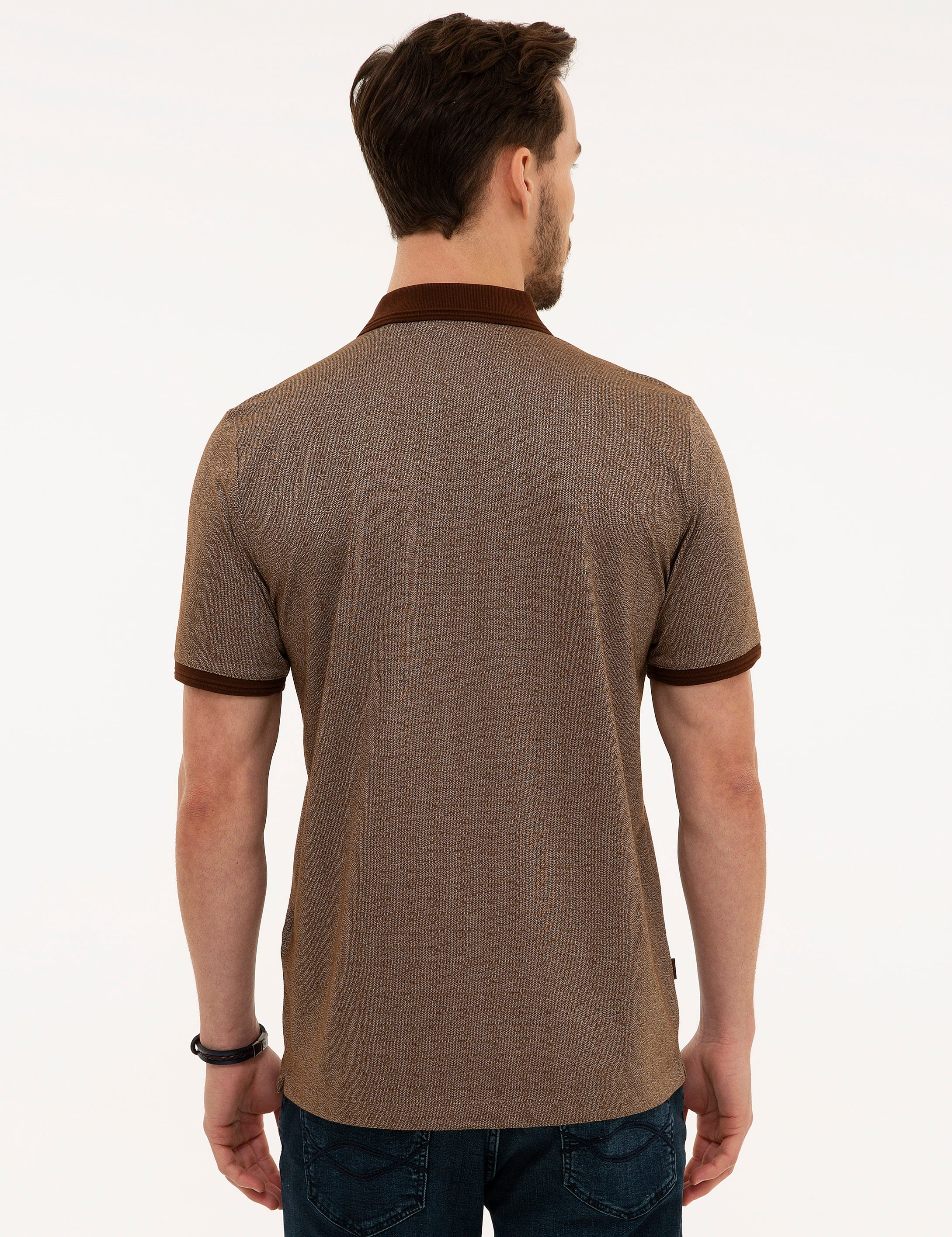 Kahverengi Regular Fit Polo Yaka Tişört - Image 3