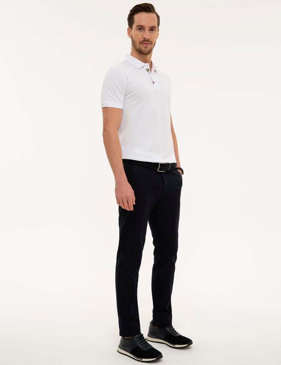 Lacivert Slim Fit Chino Pantolon