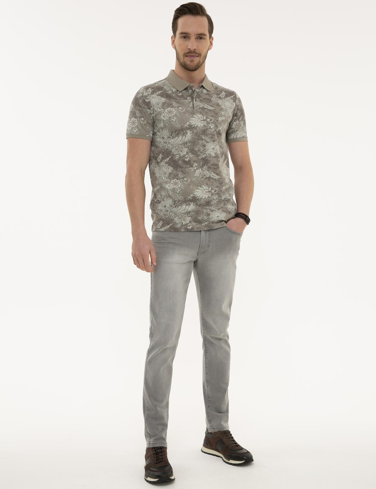 Koyu Gri Slim Fit Polo Yaka Tişört - 50218596024