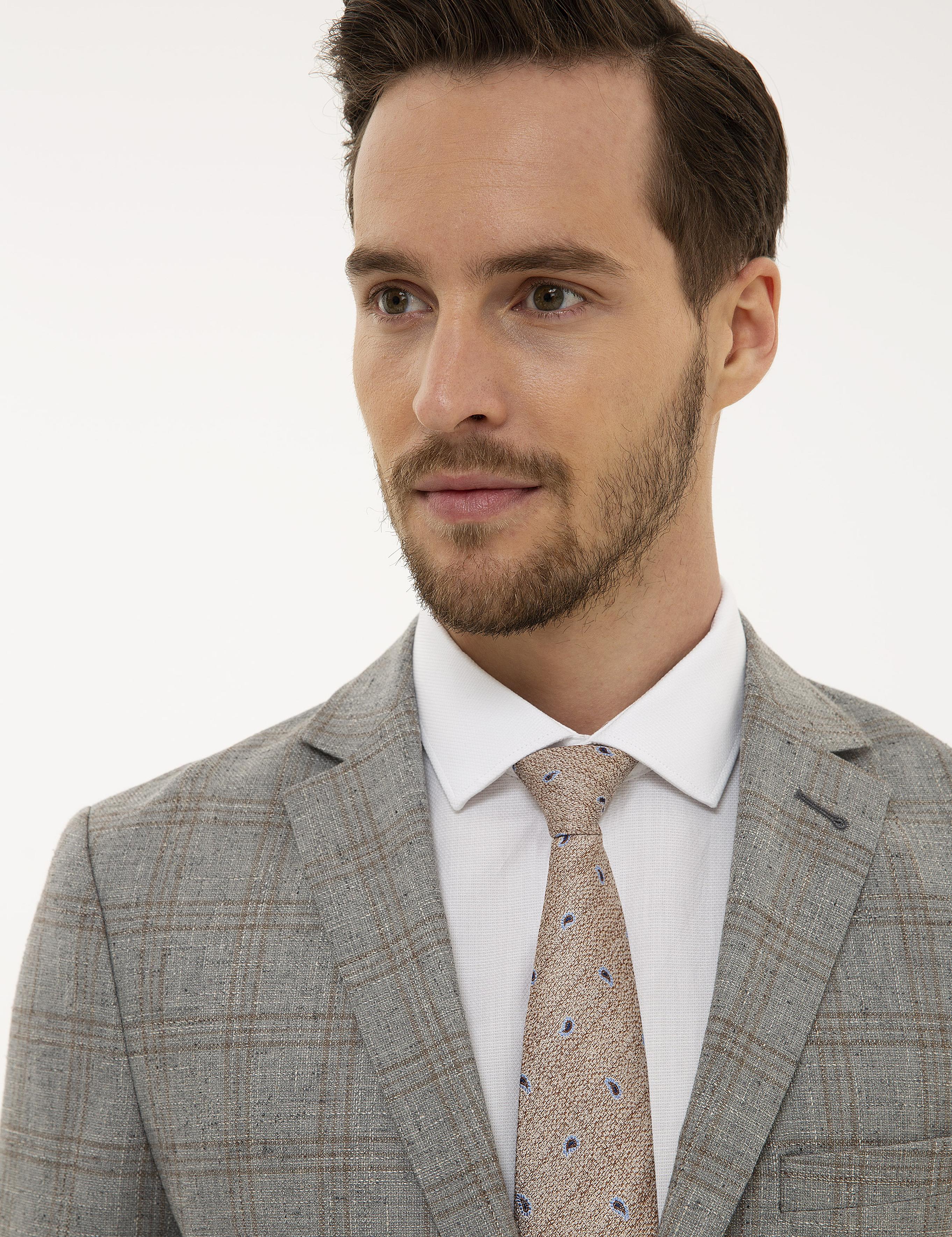 Gri Slim Fit Ekose Ceket